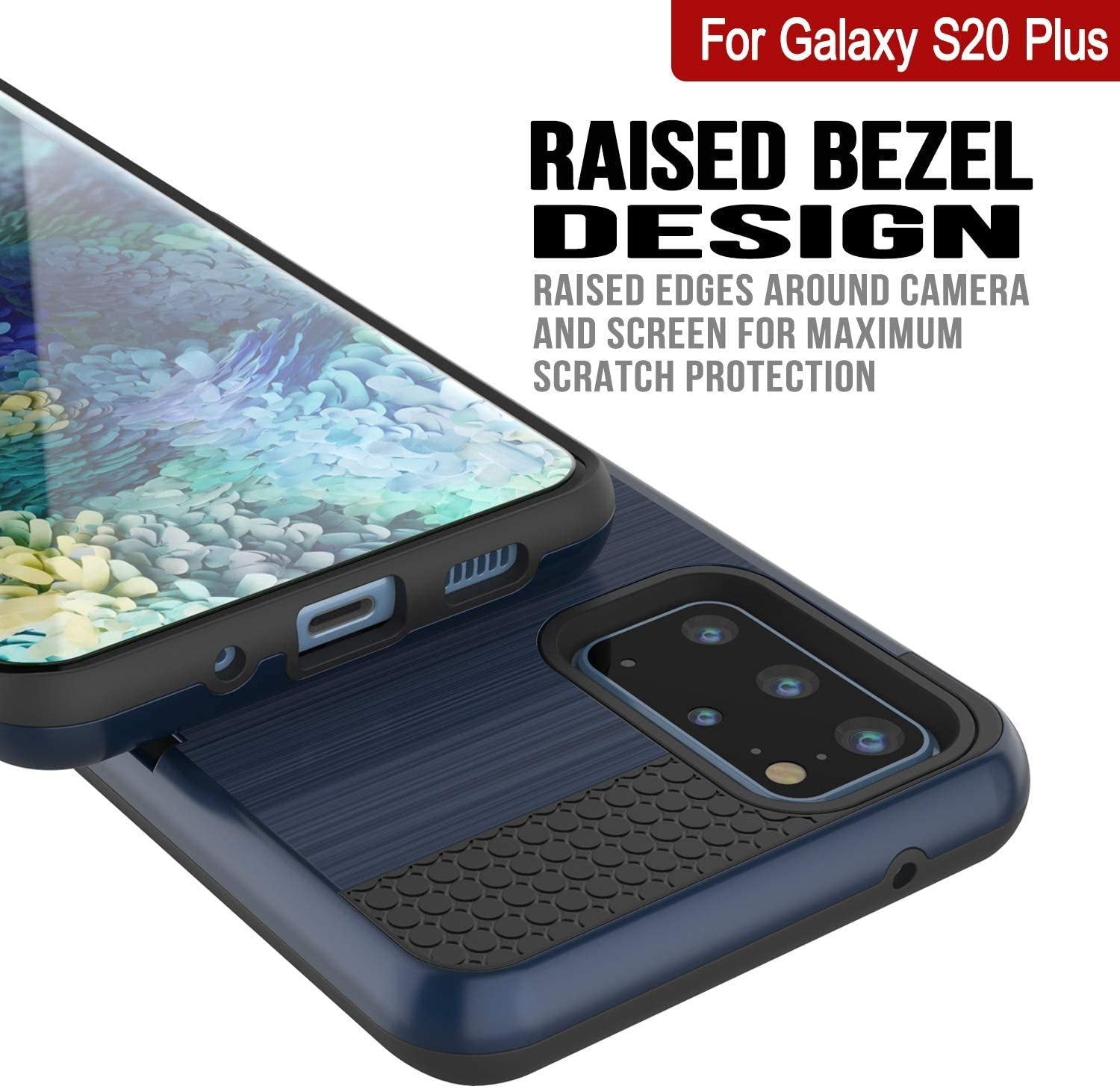 Galaxy S20+ Plus  Case, PUNKcase [SLOT Series] [Slim Fit] Dual-Layer Armor Cover w/Integrated Anti-Shock System, Credit Card Slot [Navy]