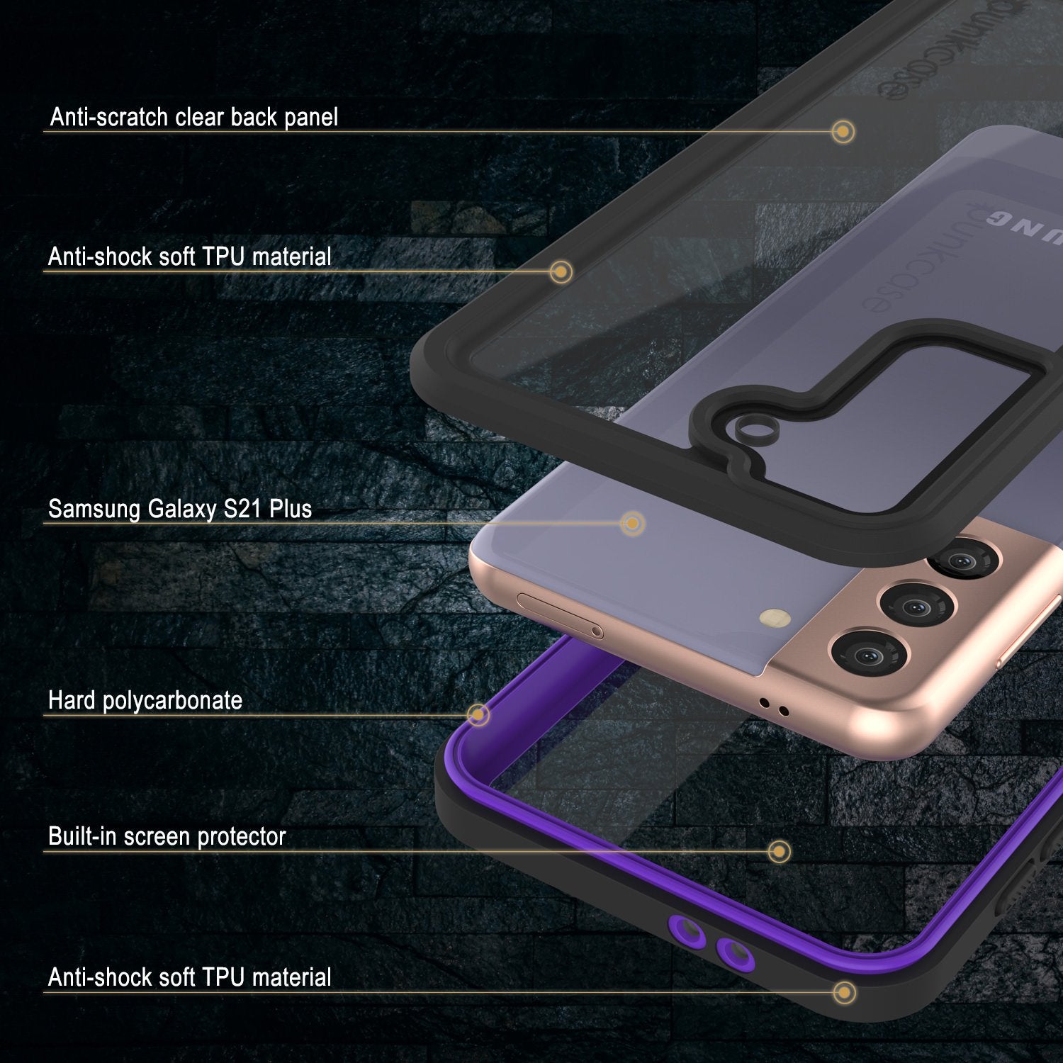 Galaxy S21+ Plus Water/Shockproof [Extreme Series] Slim Screen Protector Case [Purple]