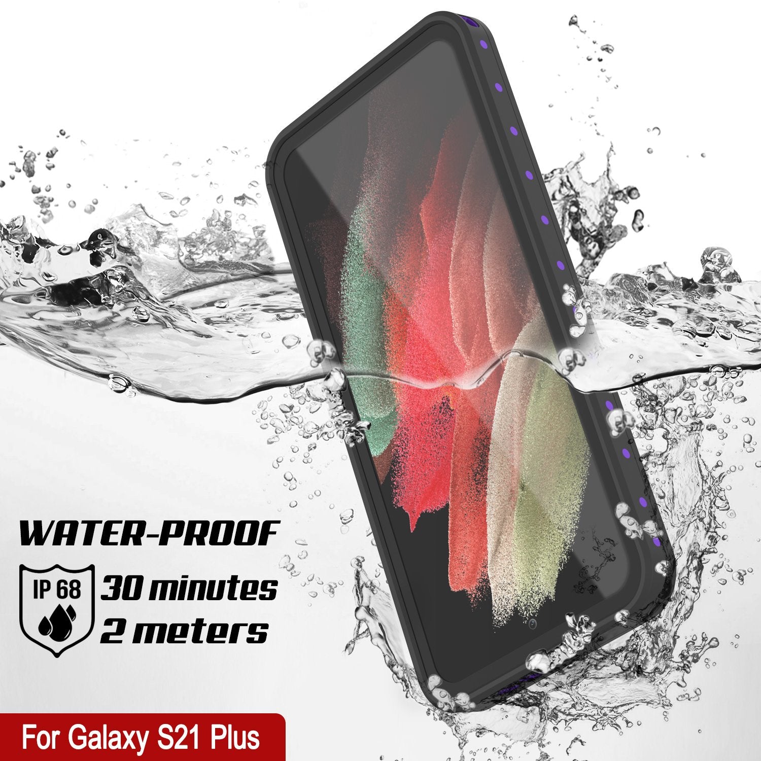 Galaxy S21+ Plus Waterproof Case PunkCase StudStar Purple Thin 6.6ft Underwater IP68 Shock/Snow Proof