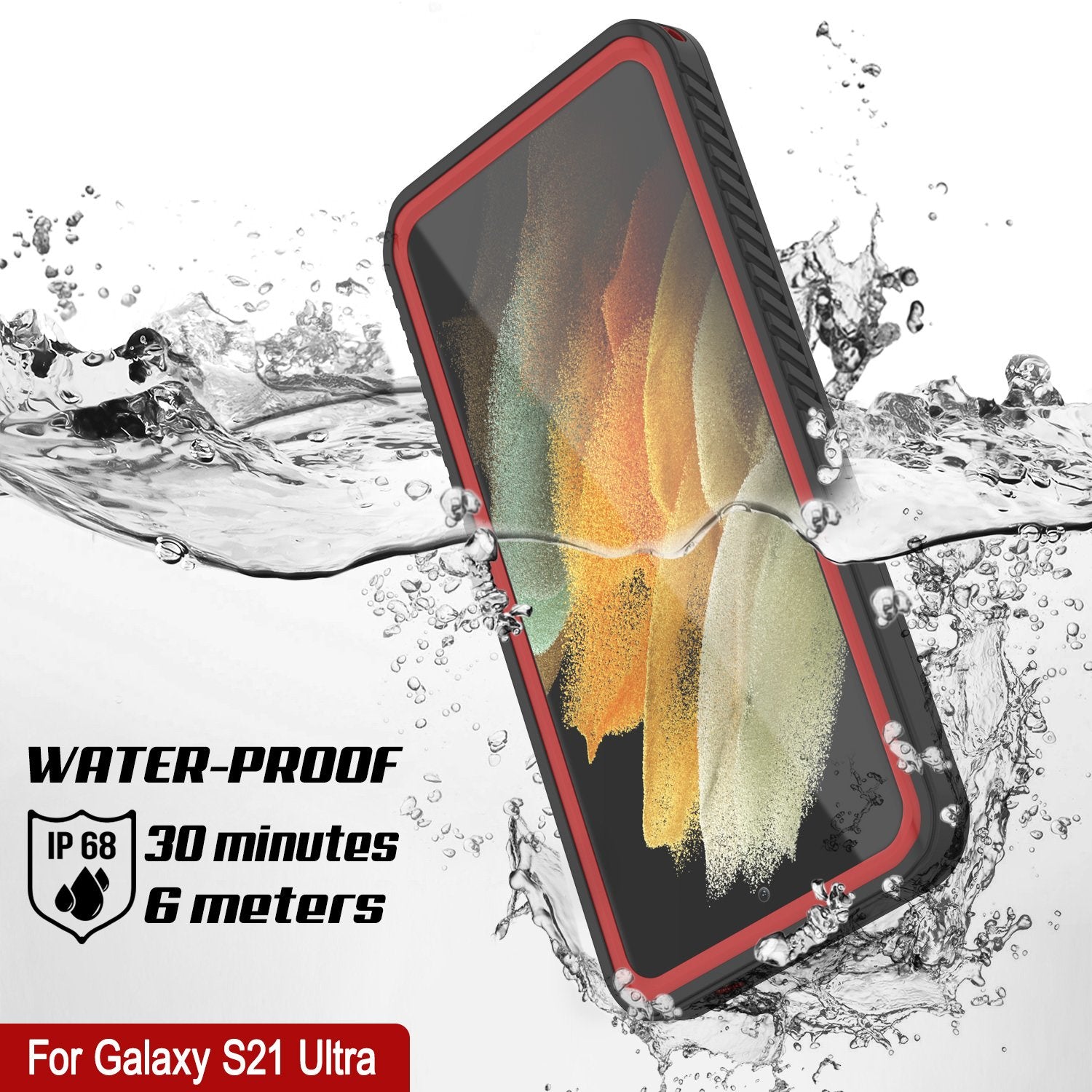 Galaxy S21 Ultra Water/Shock/Snowproof [Extreme Series] Slim Screen Protector Case [Red]
