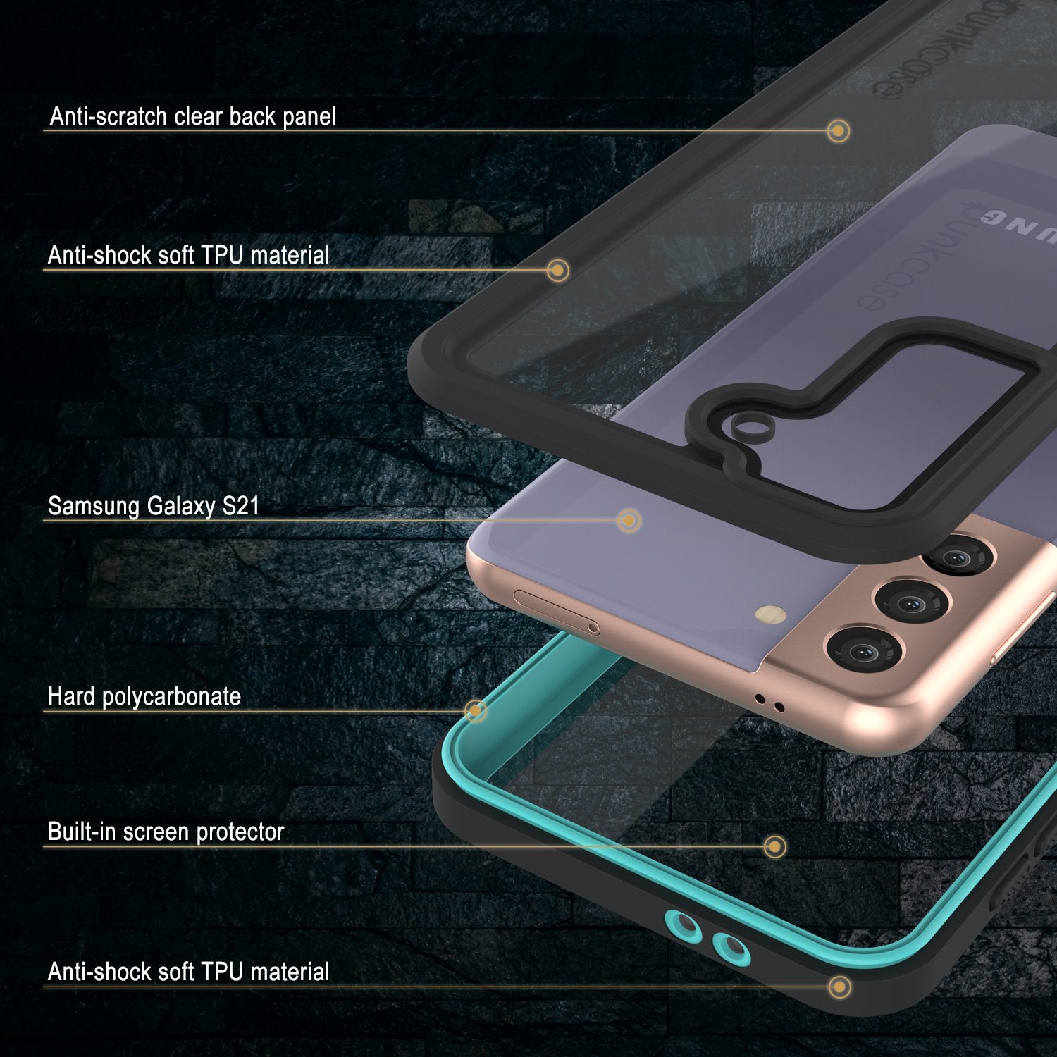 Galaxy S21 Water/Shock/Snowproof [Extreme Series]  Screen Protector Case [Teal]