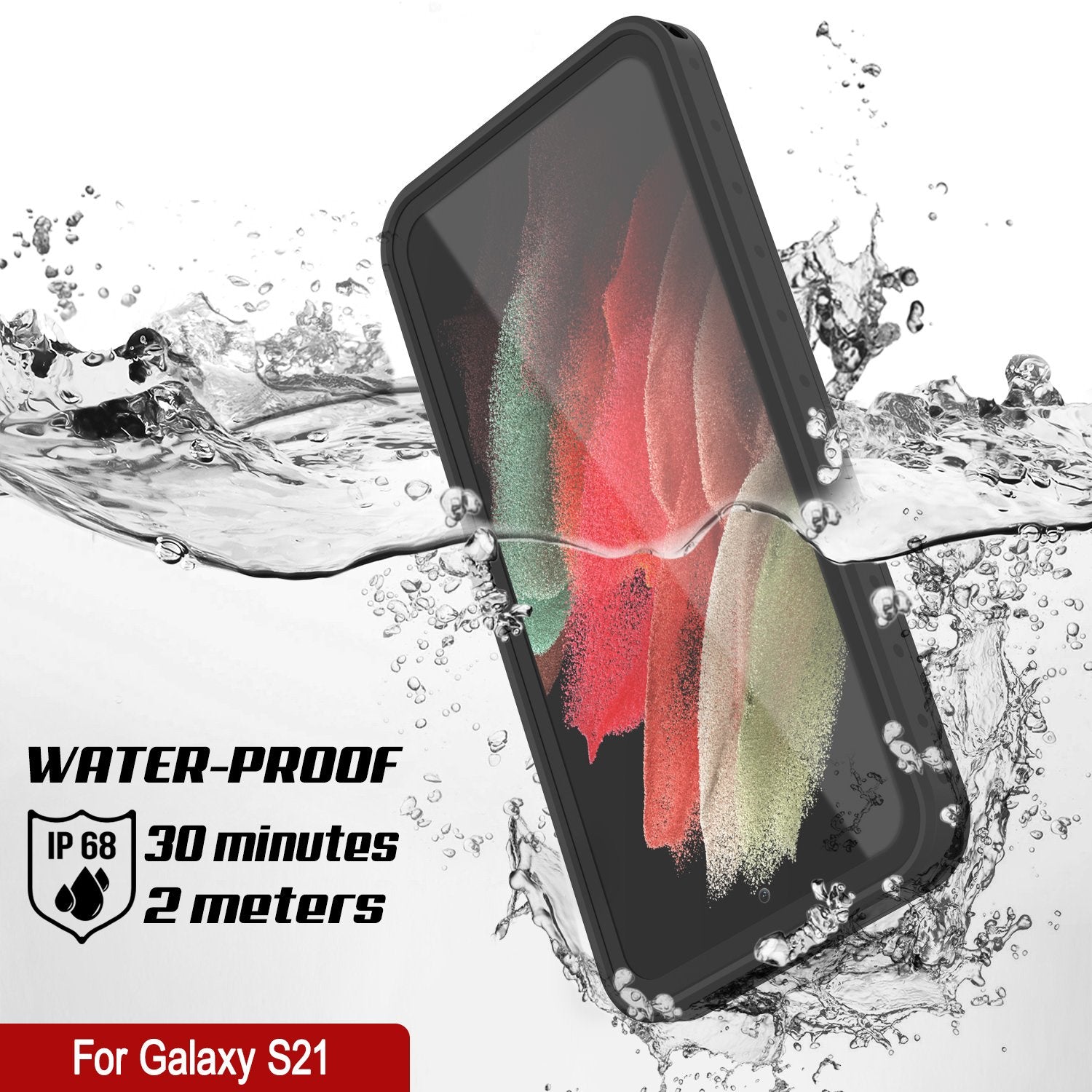 Galaxy S21 Waterproof Case PunkCase StudStar Black Thin 6.6ft Underwater IP68 Shock/Snow Proof