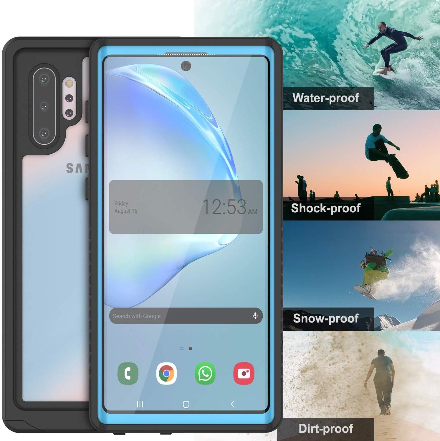 Galaxy Note 10+ Plus Case, Punkcase [Extreme Series] Armor Cover W/ Built In Screen Protector [Light Blue]