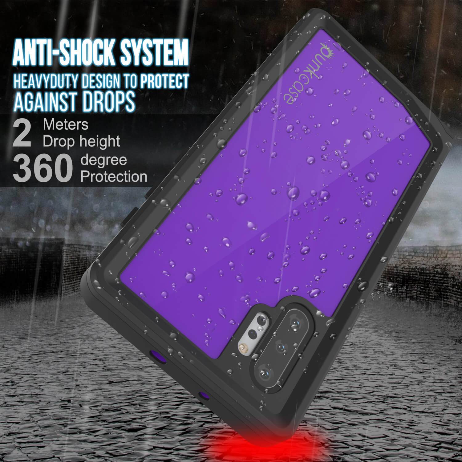 Galaxy Note 10+ Plus Waterproof Case, Punkcase Studstar Purple Series Thin Armor Cover