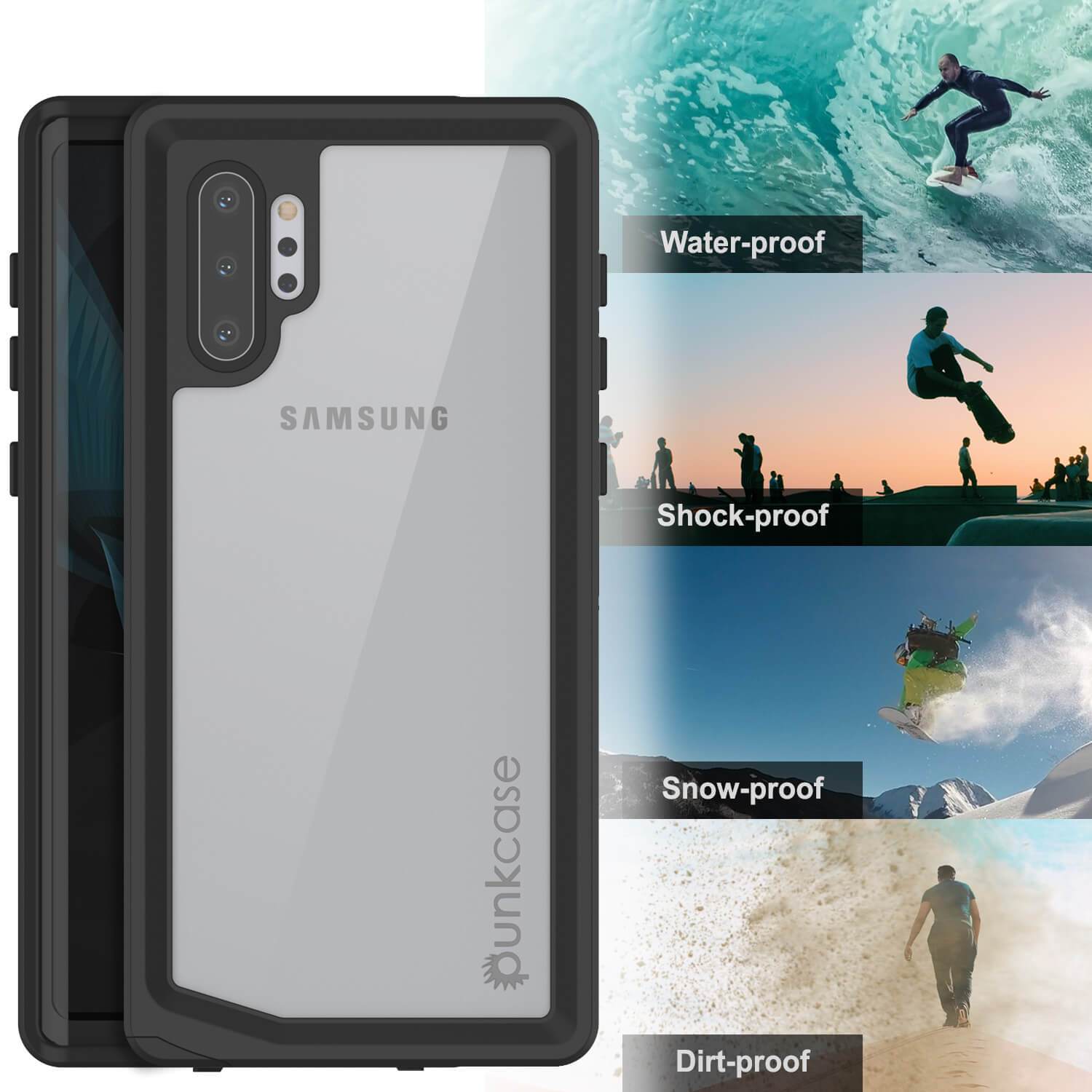 Galaxy Note 10+ Plus Waterproof Case, Punkcase Studstar Clear Thin Armor Cover
