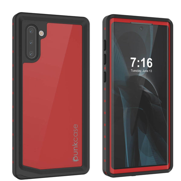 Galaxy Note 10 Waterproof Case, Punkcase Studstar Red Series Thin Armor Cover