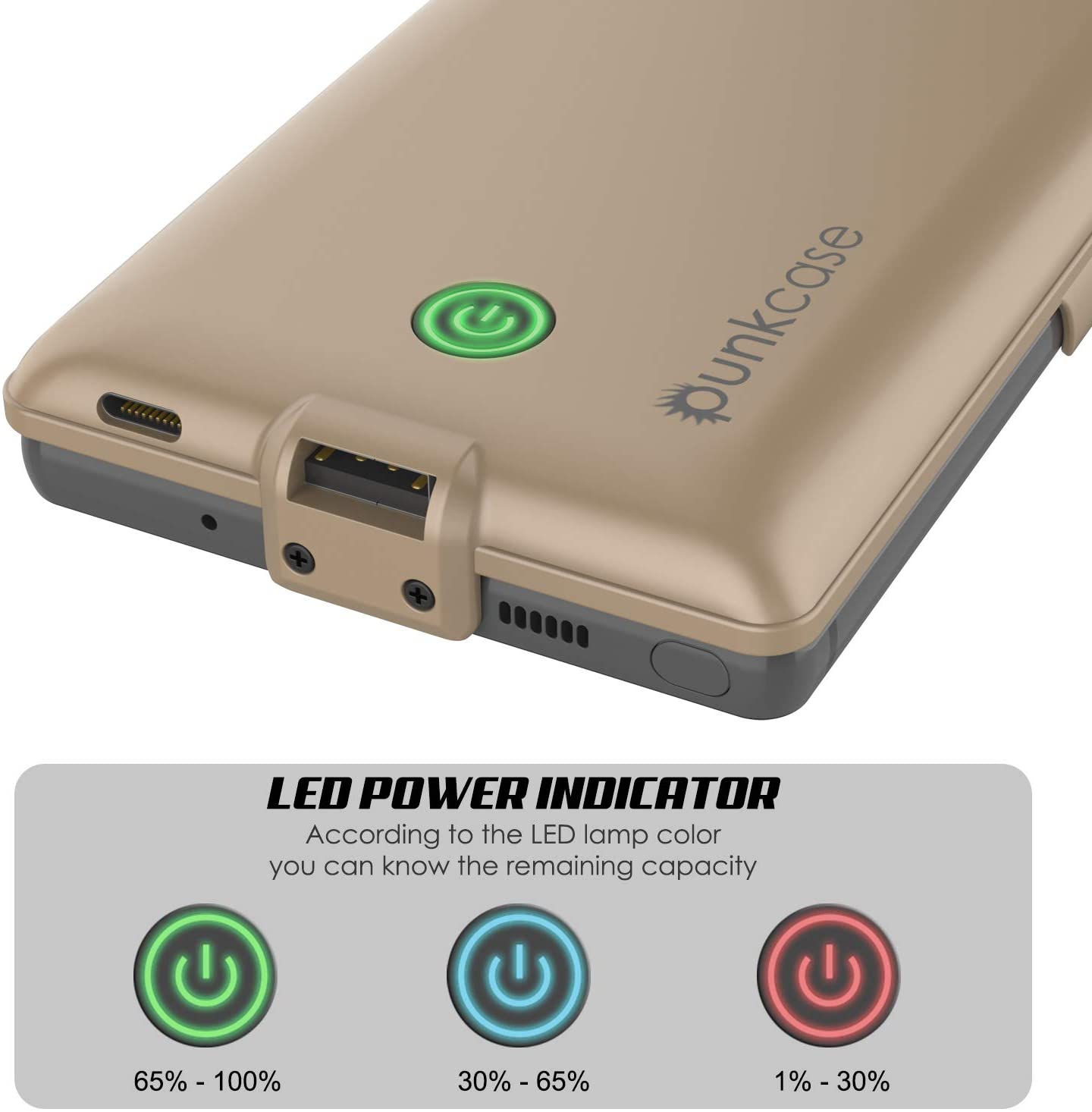 Galaxy Note 20 6000mAH Battery Charger PunkJuice 2.0 Slim Case [Gold]