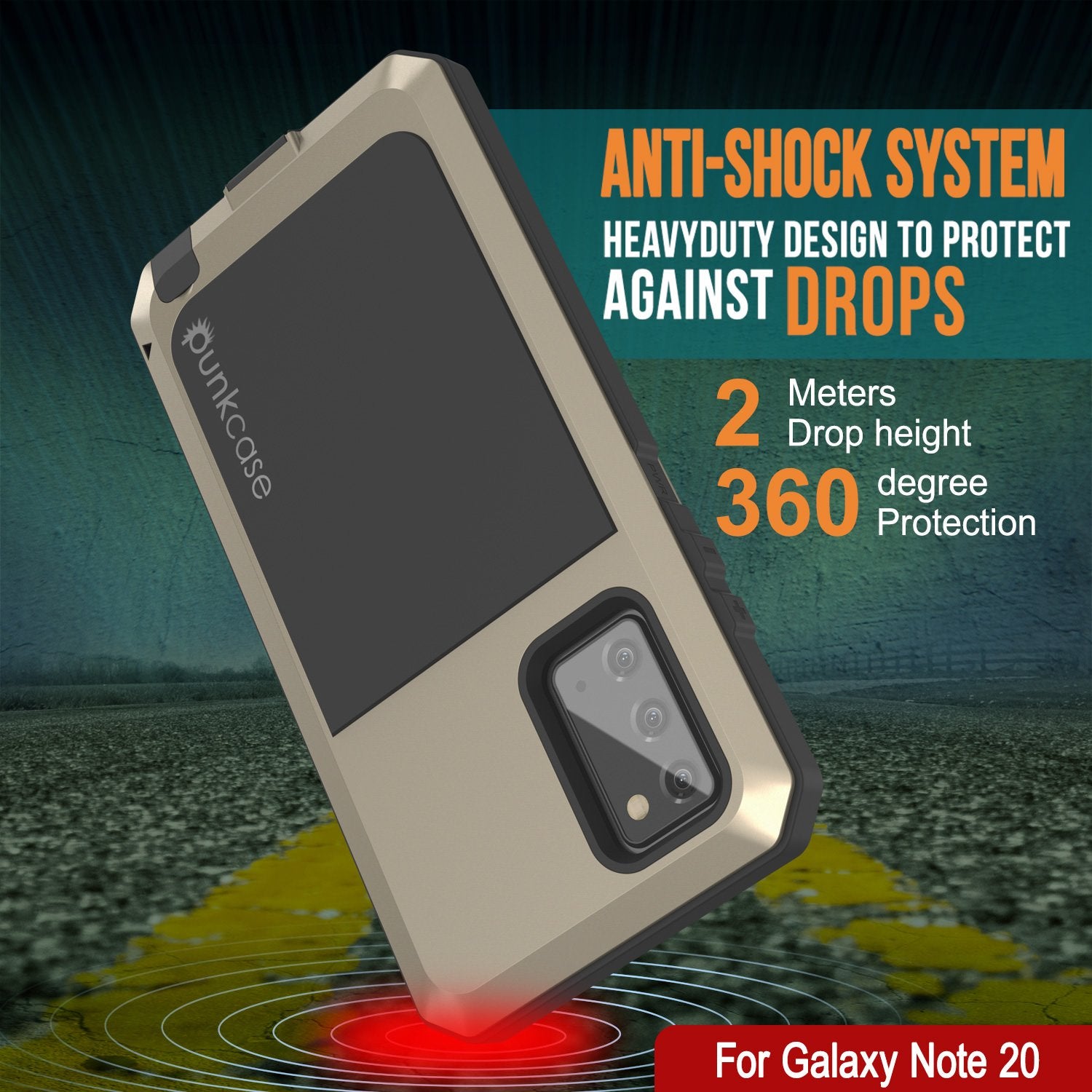 Galaxy Note 20  Case, PUNKcase Metallic Gold Shockproof  Slim Metal Armor Case [Gold]