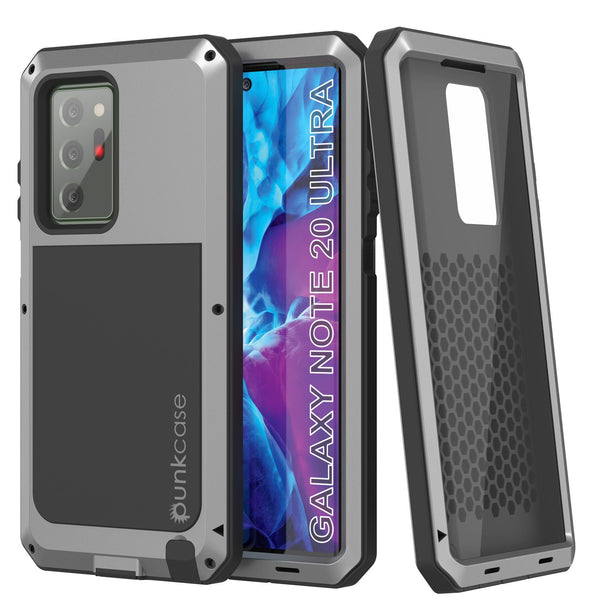 Galaxy Note 20 Ultra  Case, PUNKcase Metallic Silver Shockproof  Slim Metal Armor Case [Silver]