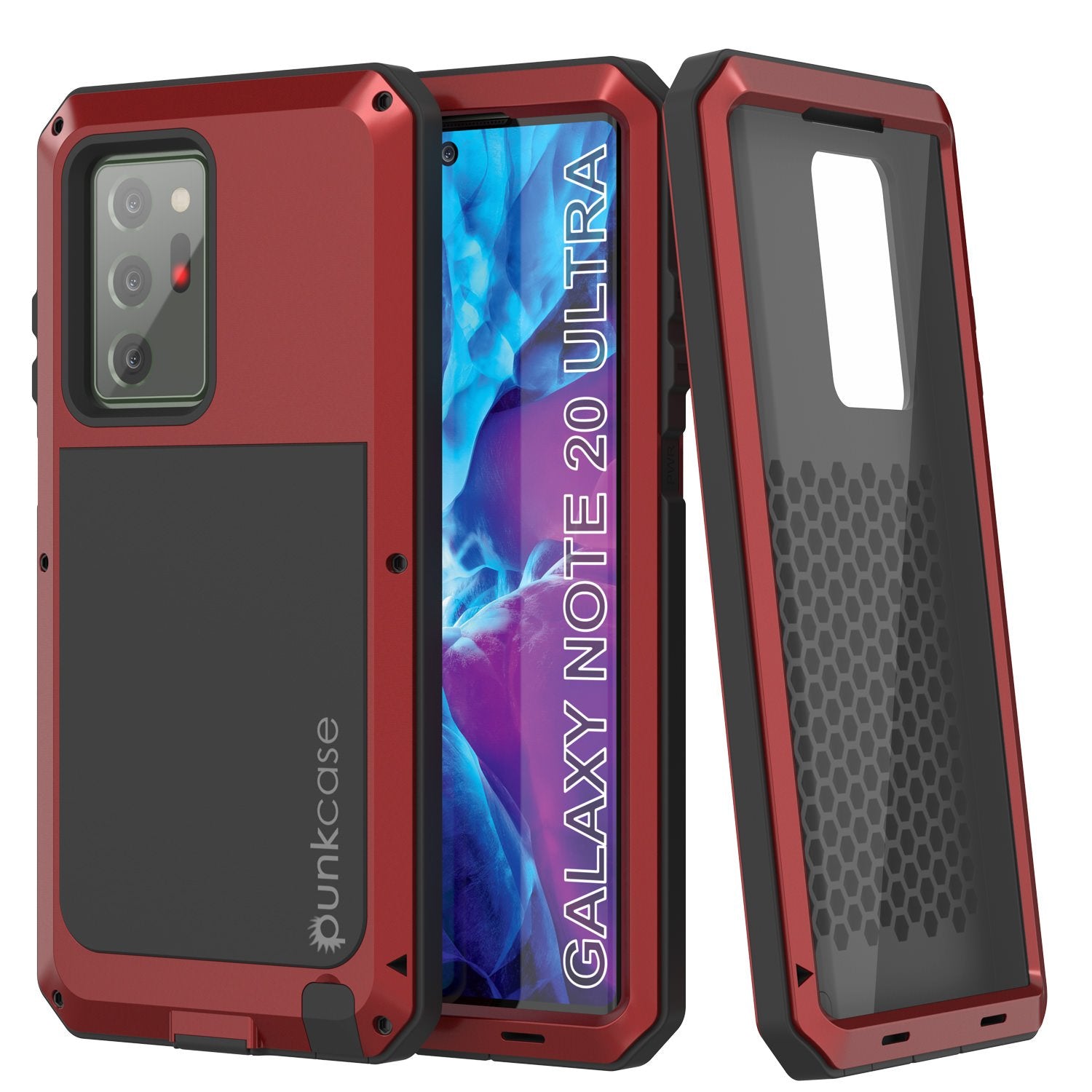 Galaxy Note 20 Ultra  Case, PUNKcase Metallic Red Shockproof  Slim Metal Armor Case [Red]