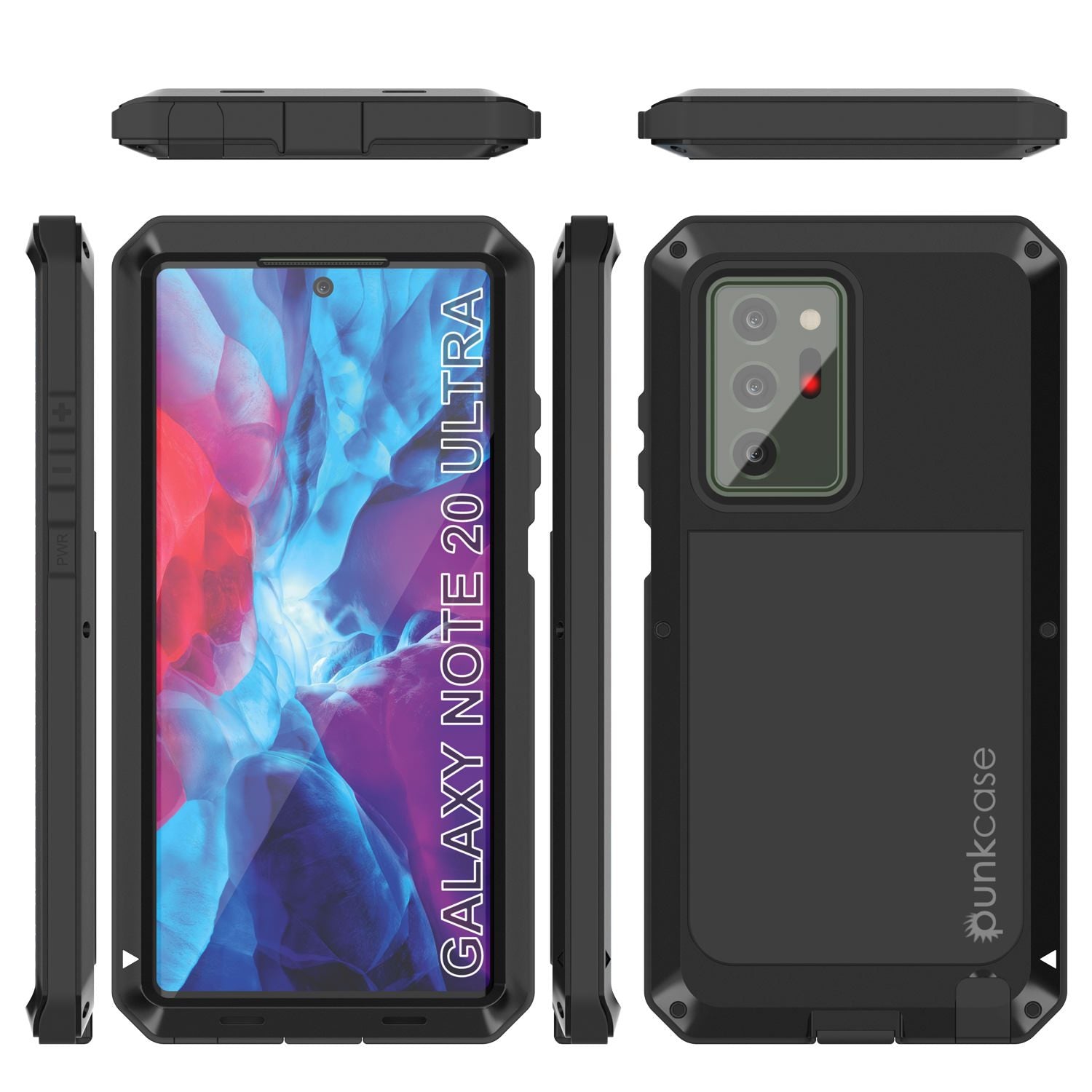 Galaxy Note 20 Ultra Case, PUNKcase Metallic Black Shockproof  Slim Metal Armor Case [Black]