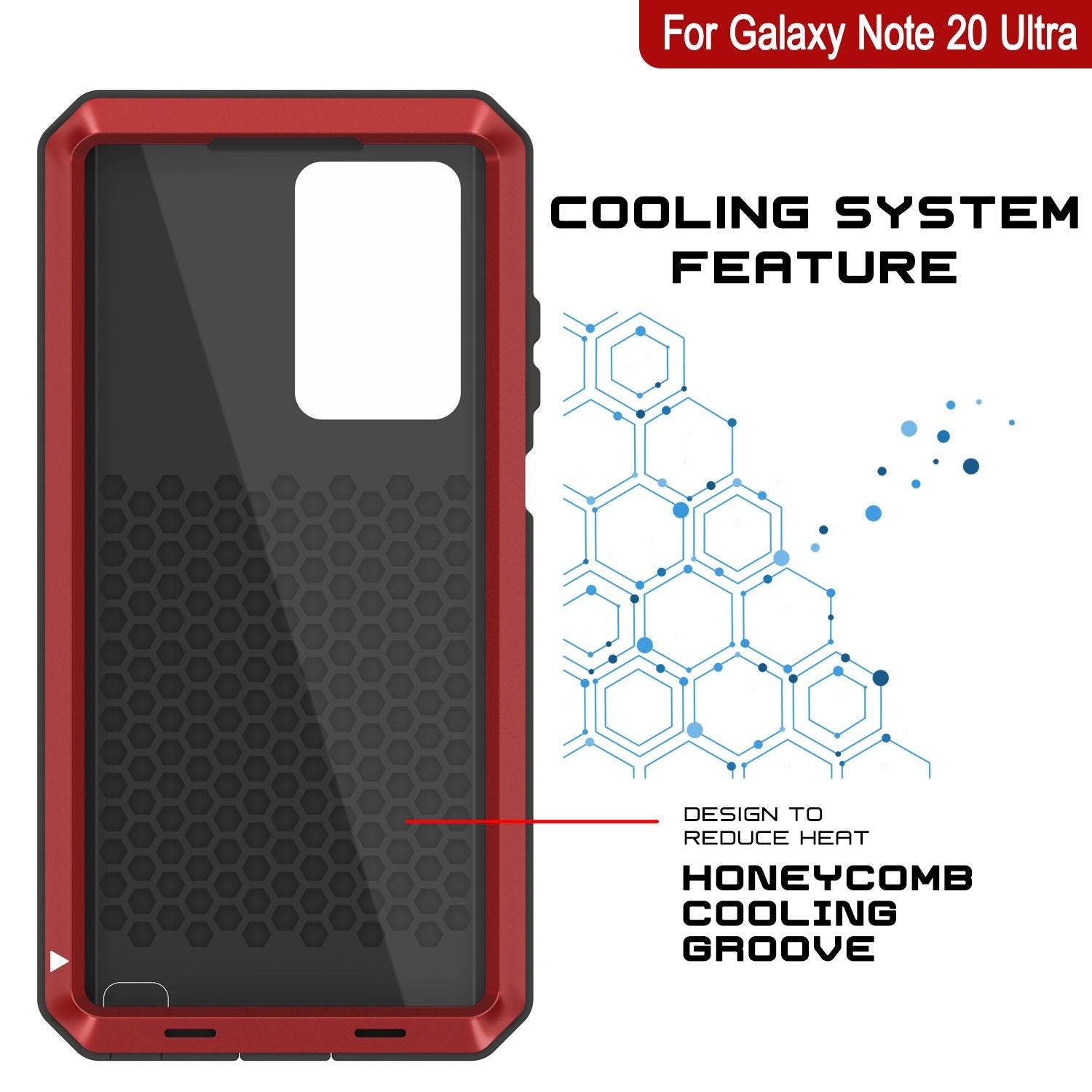 Galaxy Note 20 Ultra  Case, PUNKcase Metallic Red Shockproof  Slim Metal Armor Case [Red]