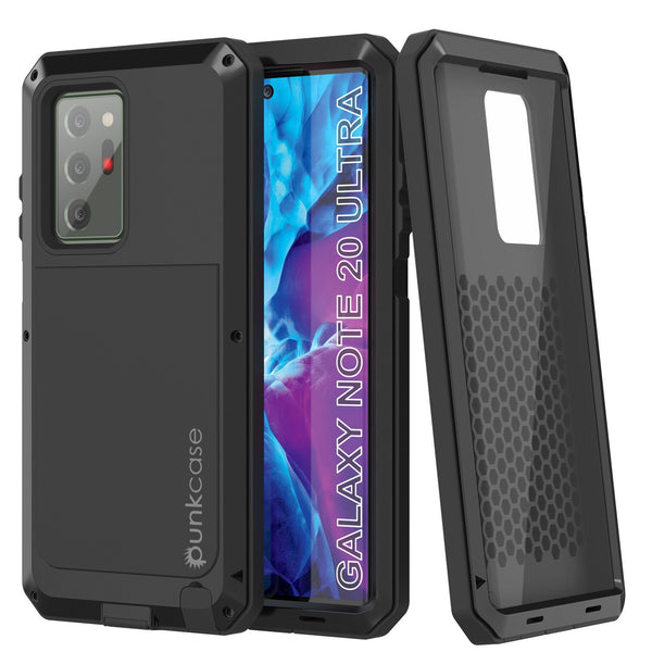 Galaxy Note 20 Ultra Case, PUNKcase Metallic Black Shockproof  Slim Metal Armor Case [Black]
