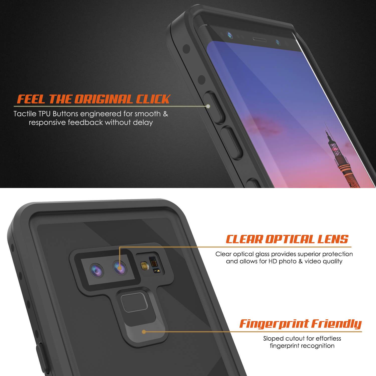 Galaxy Note 9 Waterproof Case PunkCase StudStar Black