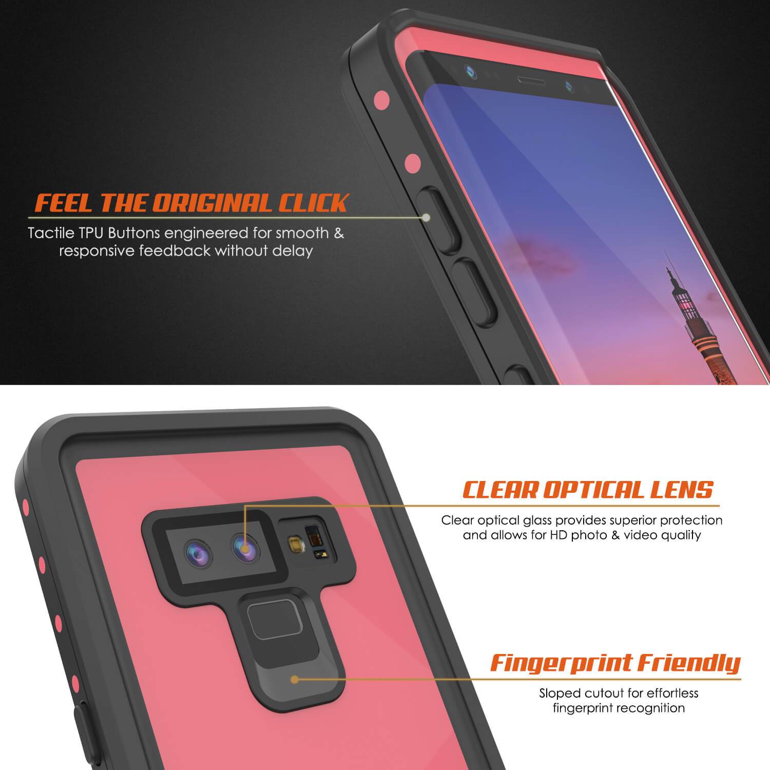 Galaxy Note 9 Waterproof Case PunkCase StudStar Pink
