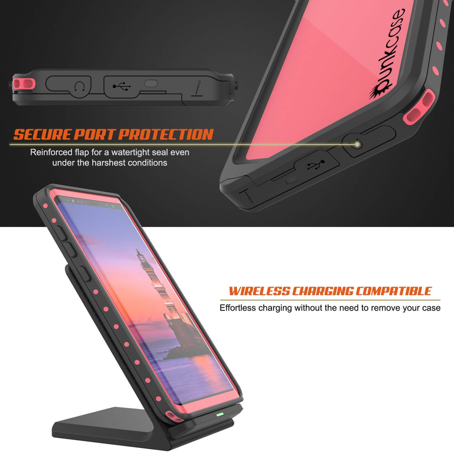 Galaxy Note 9 Waterproof Case PunkCase StudStar Pink