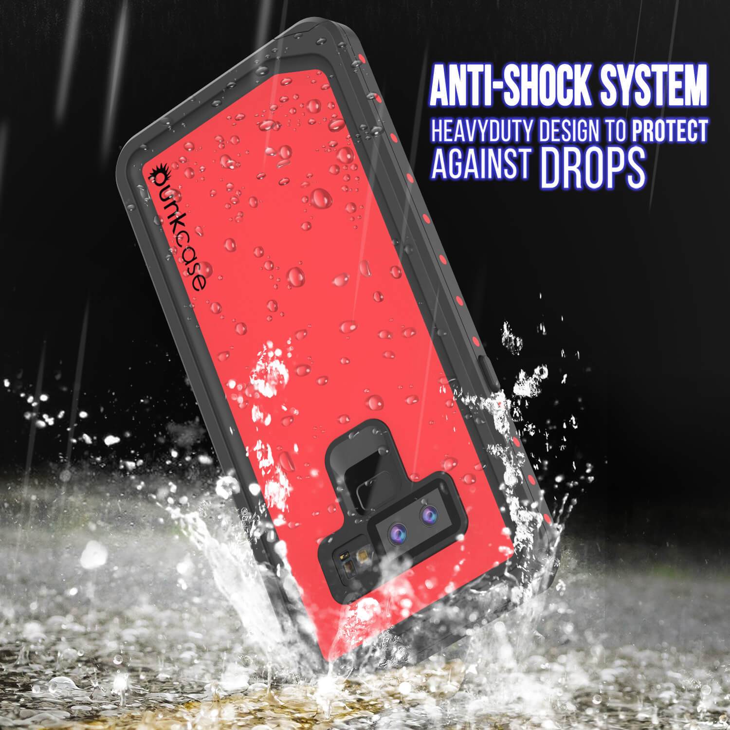 Galaxy Note 9 Waterproof Case PunkCase StudStar Red