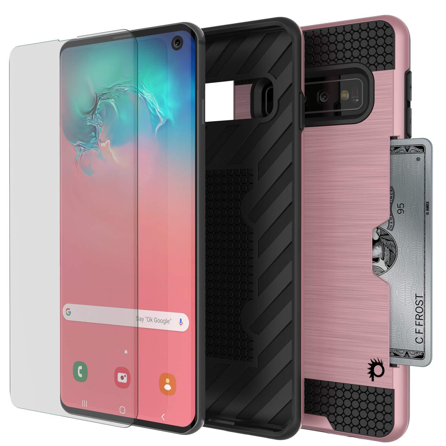 Galaxy S10e Case, PUNKcase [SLOT Series] [Slim Fit] Dual-Layer Armor Cover w/Integrated Anti-Shock System, Credit Card Slot [Rose Gold]