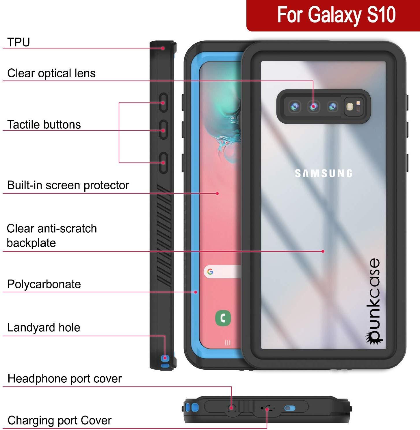 Galaxy S10+ Plus Water/Shock/Snow/dirt proof Slim Case [Light Blue]