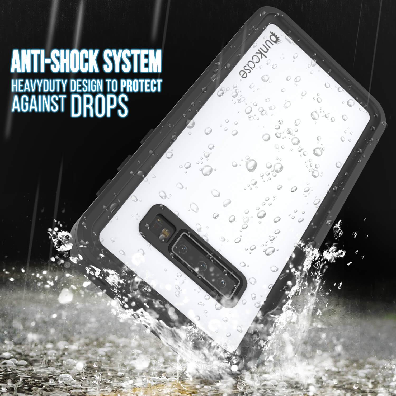 Galaxy S10 Waterproof Case, Punkcase StudStar White Thin 6.6ft Underwater IP68 Shock/Snow Proof