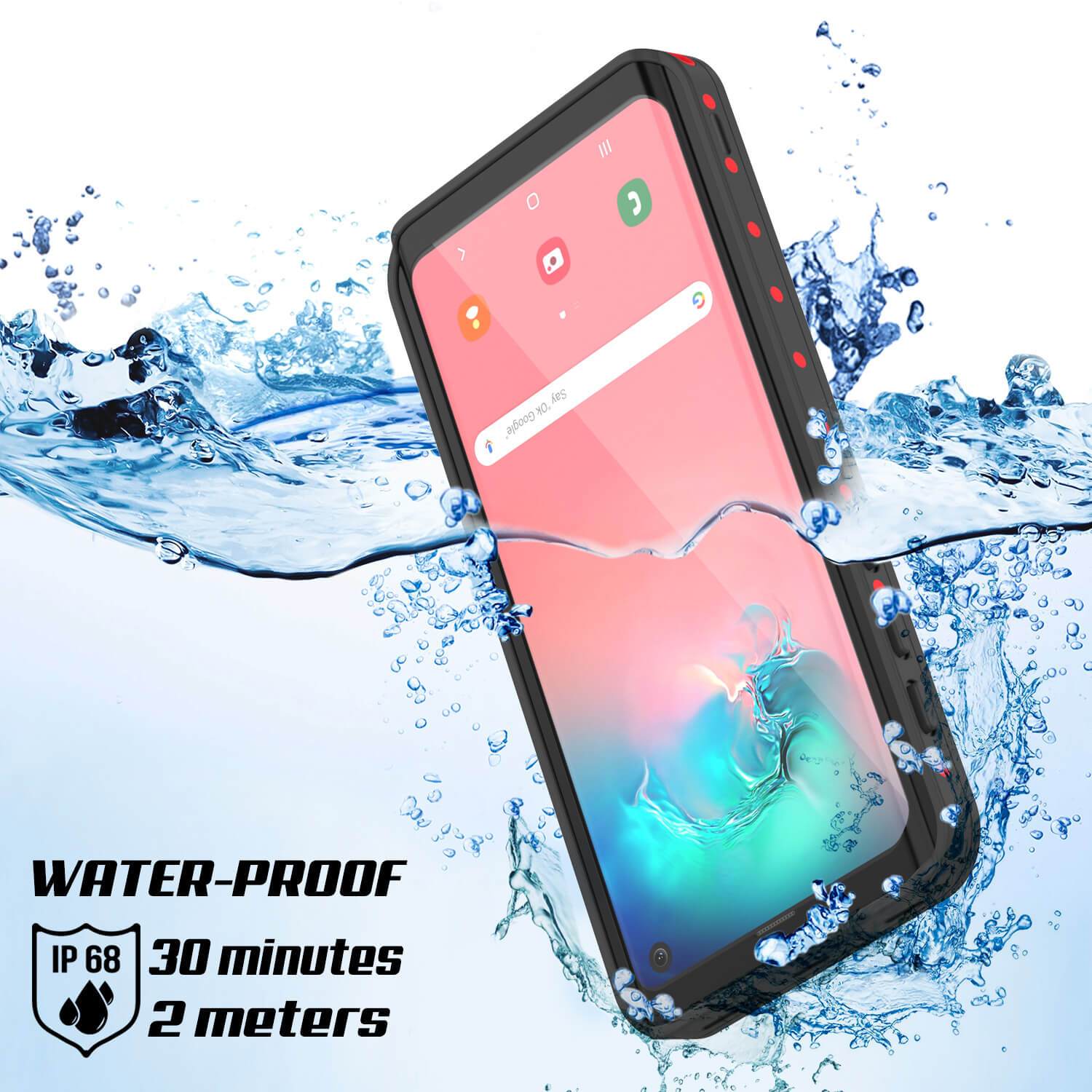 Galaxy S10 Waterproof Case PunkCase StudStar Red Thin 6.6ft Underwater IP68 Shock/Snow Proof