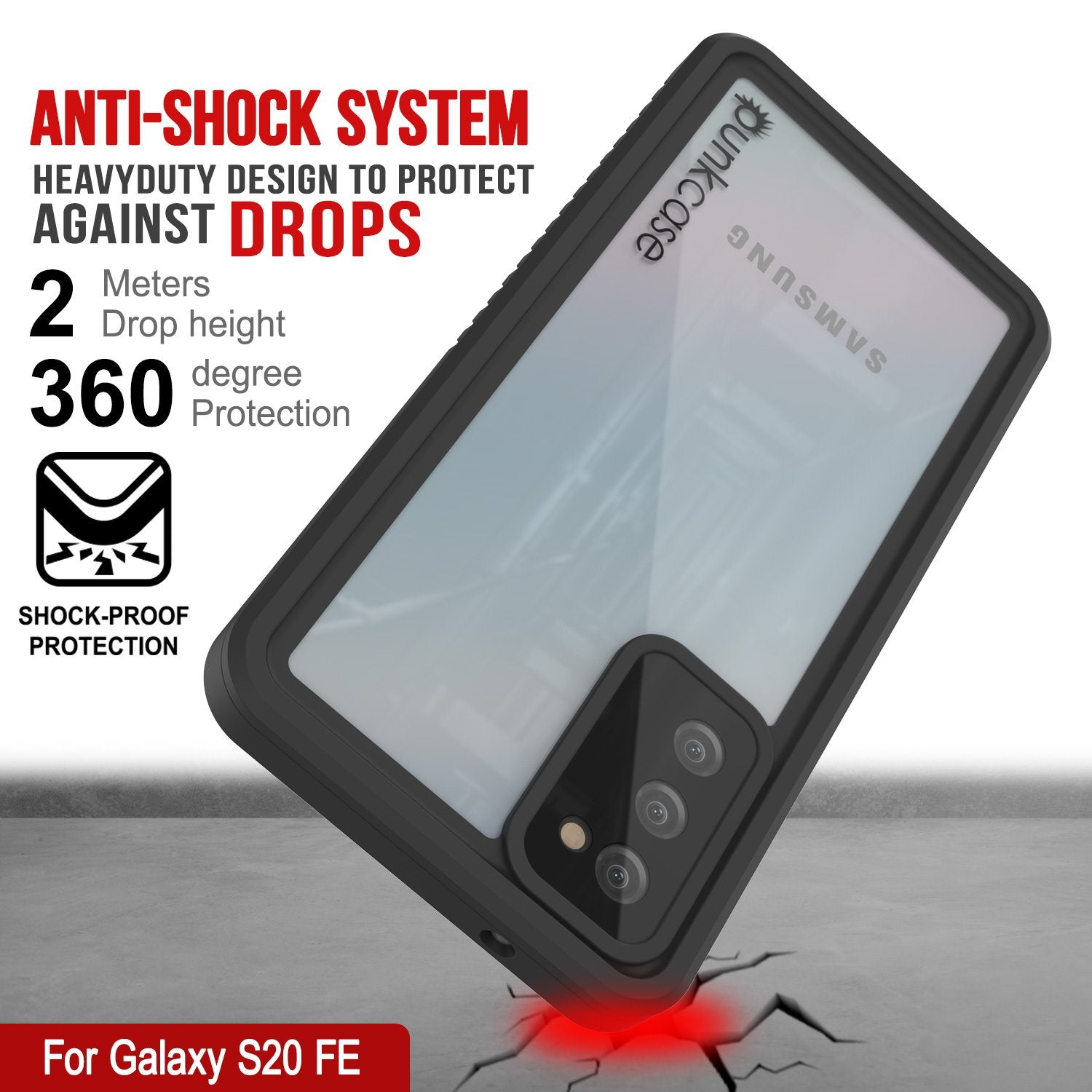 Galaxy S20 FE Water/Shock/Snowproof [Extreme Series] Slim Screen Protector Case [Red]