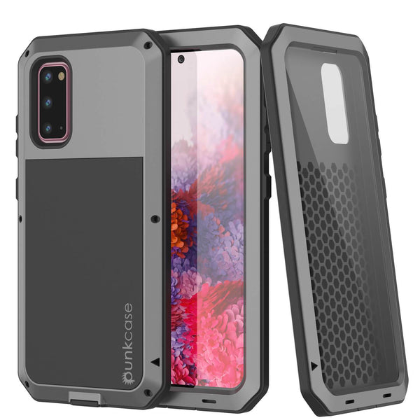 Galaxy s20 Metal Case, Heavy Duty Military Grade Rugged Armor Cover [Silver]