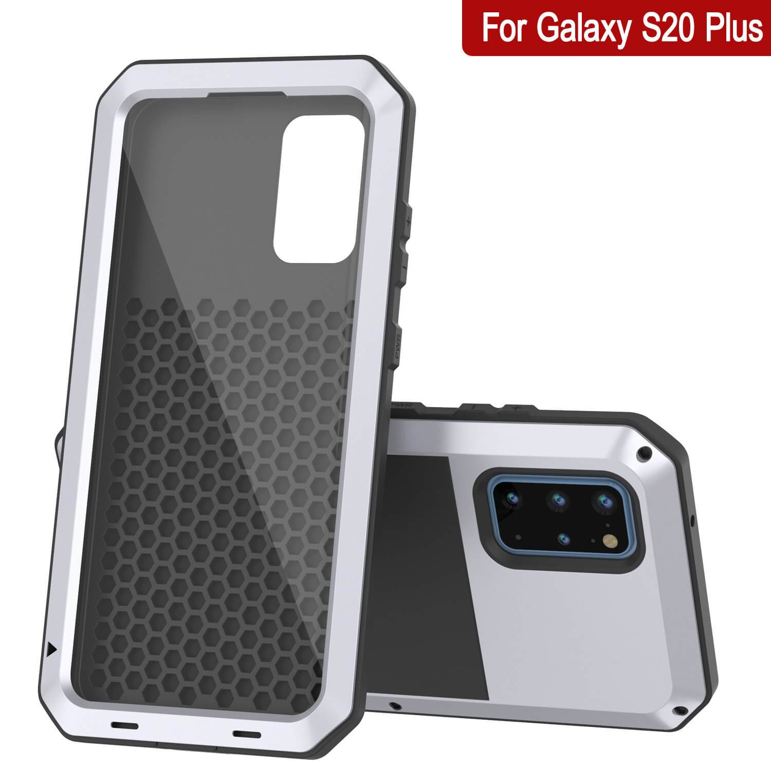 Galaxy s20+ Plus Metal Case, Heavy Duty Military Grade Rugged Armor Cover [White]