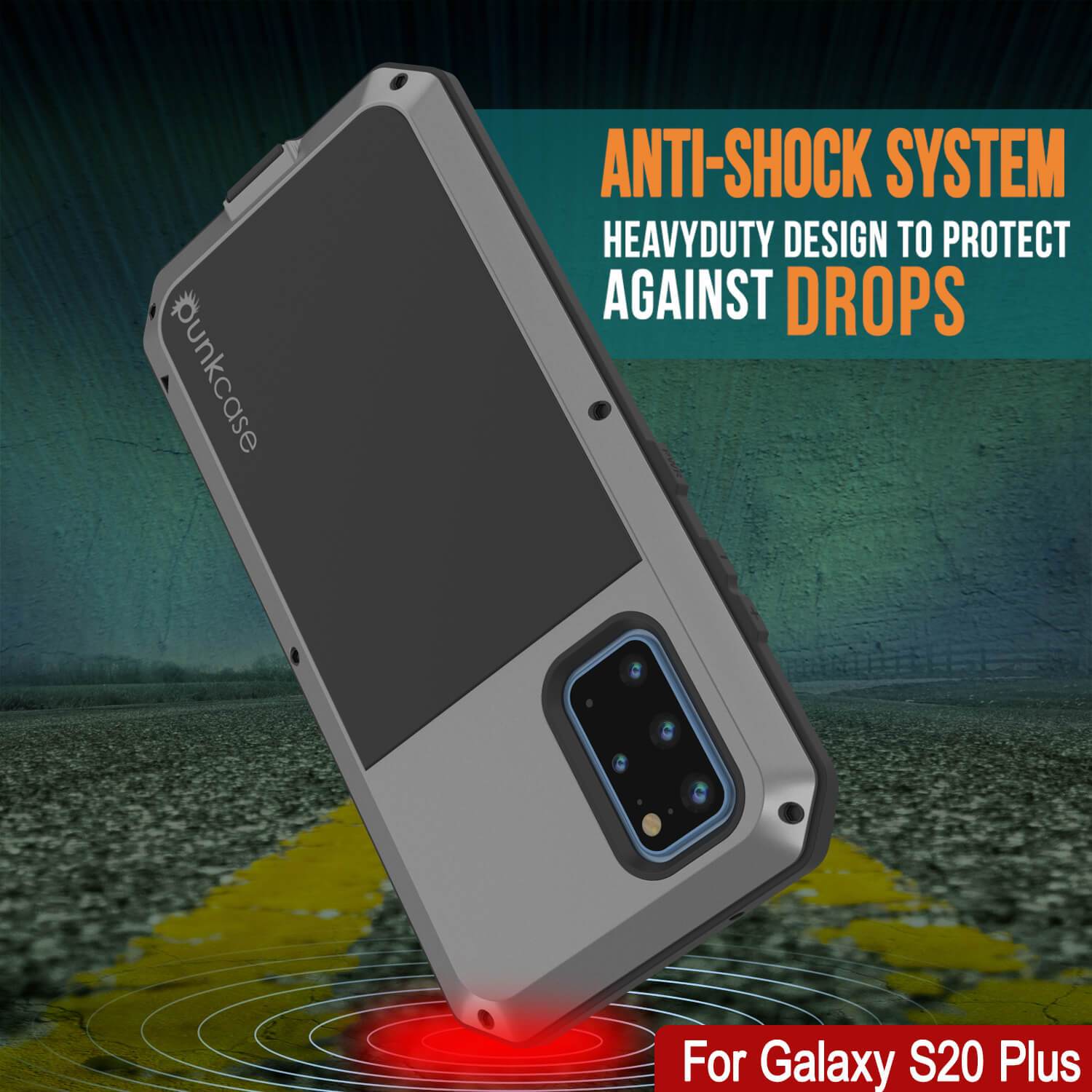 Galaxy s20+ Plus Metal Case, Heavy Duty Military Grade Rugged Armor Cover [Silver]
