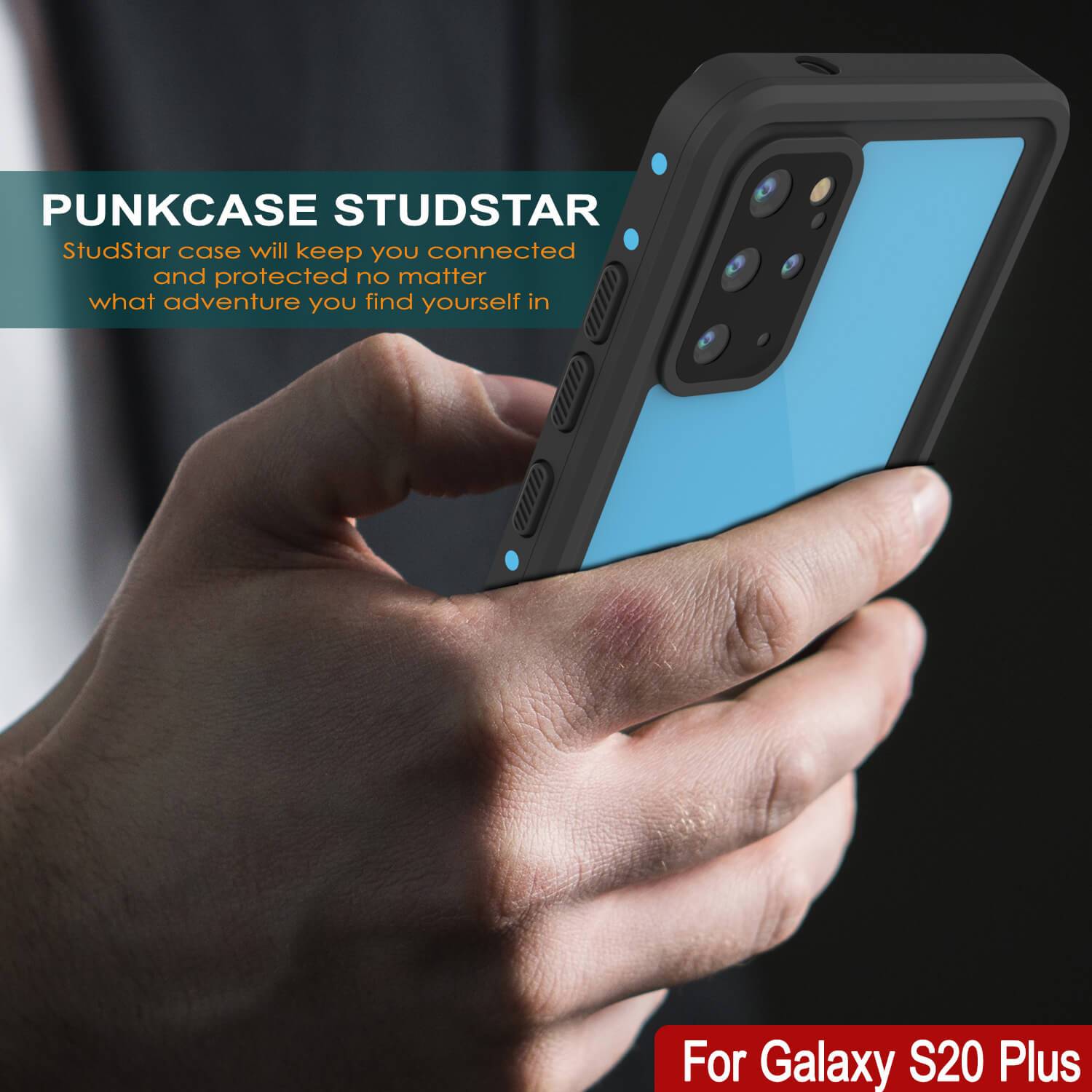 Galaxy S20+ Plus Waterproof Case PunkCase StudStar Light Blue Thin 6.6ft Underwater IP68 ShockProof