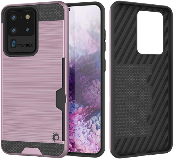 Galaxy S20 Ultra Case, PUNKcase [SLOT Series] [Slim Fit] Dual-Layer Armor Cover w/Integrated Anti-Shock System, Credit Card Slot [Pink]