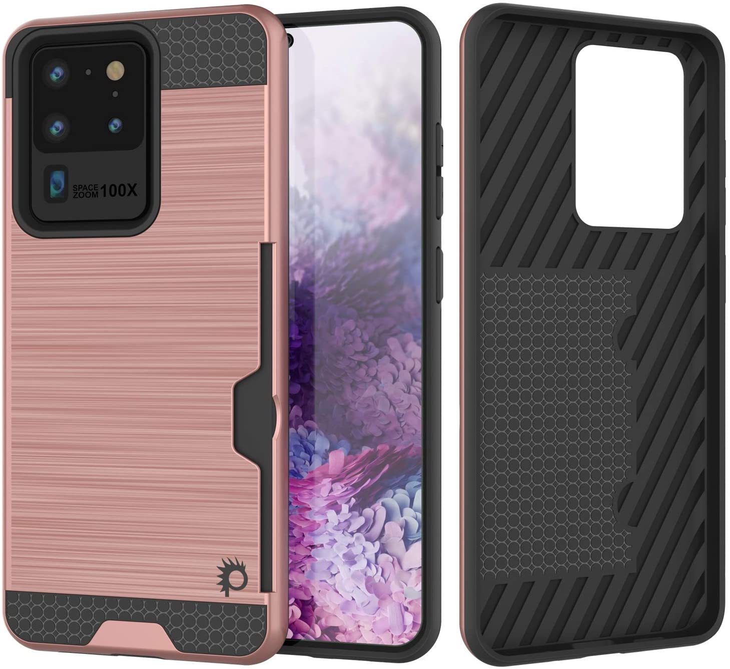 Galaxy S20 Ultra Case, PUNKcase [SLOT Series] [Slim Fit] Dual-Layer Armor Cover w/Integrated Anti-Shock System, Credit Card Slot [Rose Gold]