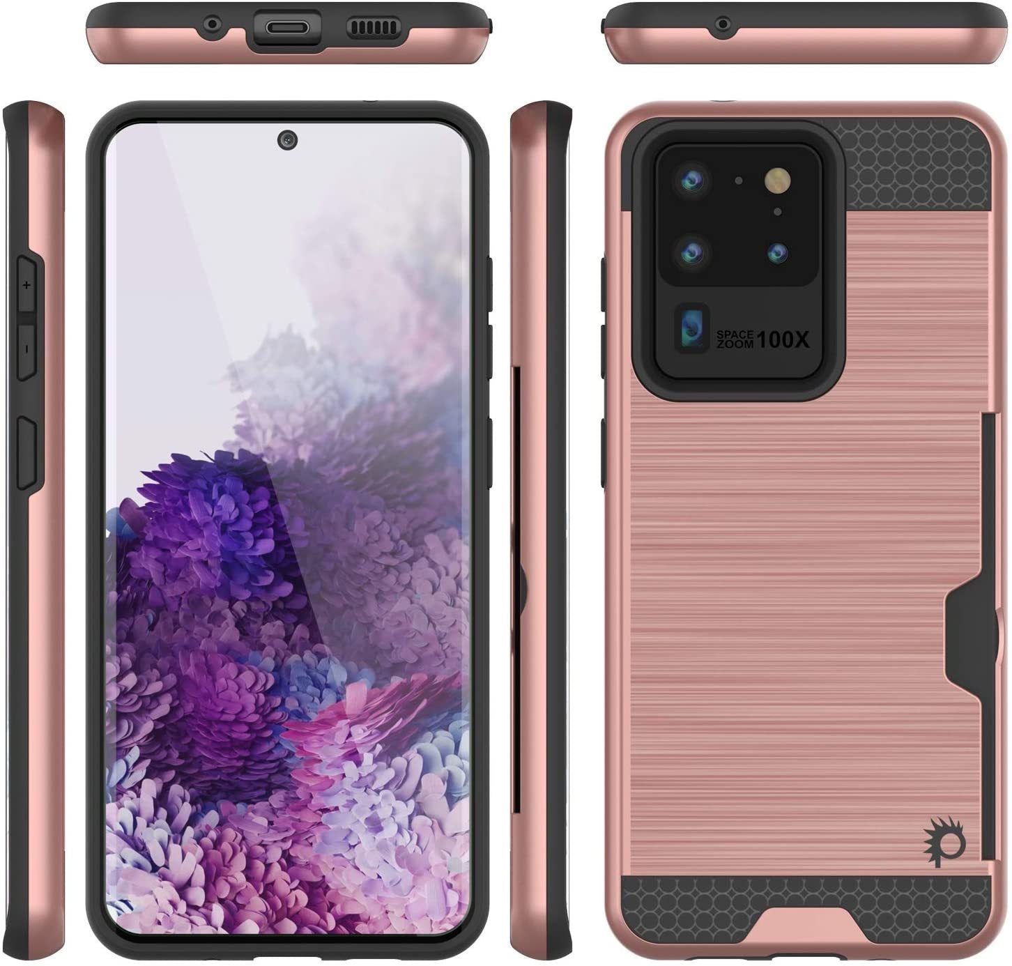 Galaxy S20 Ultra Case, PUNKcase [SLOT Series] [Slim Fit] Dual-Layer Armor Cover w/Integrated Anti-Shock System, Credit Card Slot [Rose Gold]