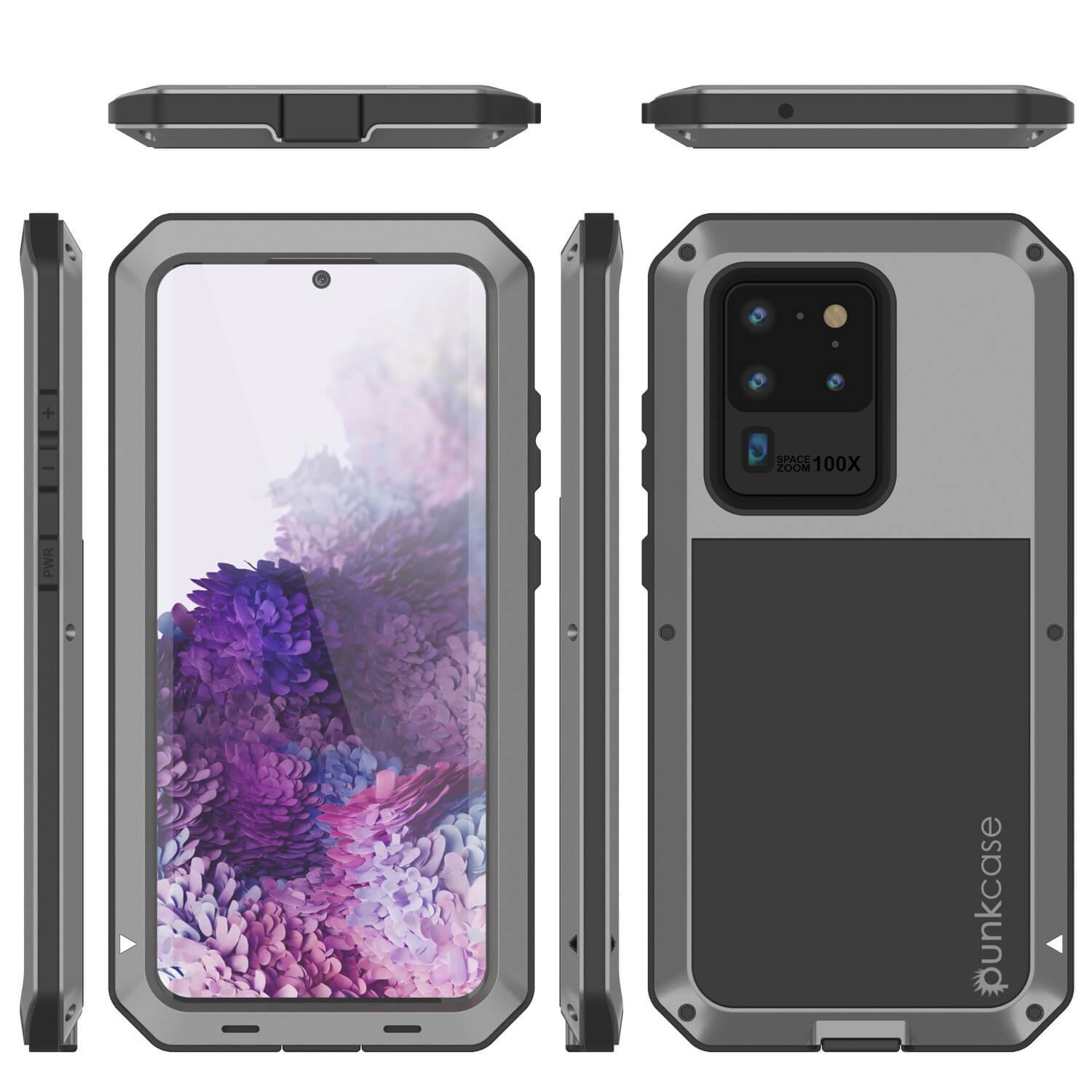 Galaxy S20 Ultra Metal Case, Heavy Duty Military Grade Rugged Armor Cover [Silver]