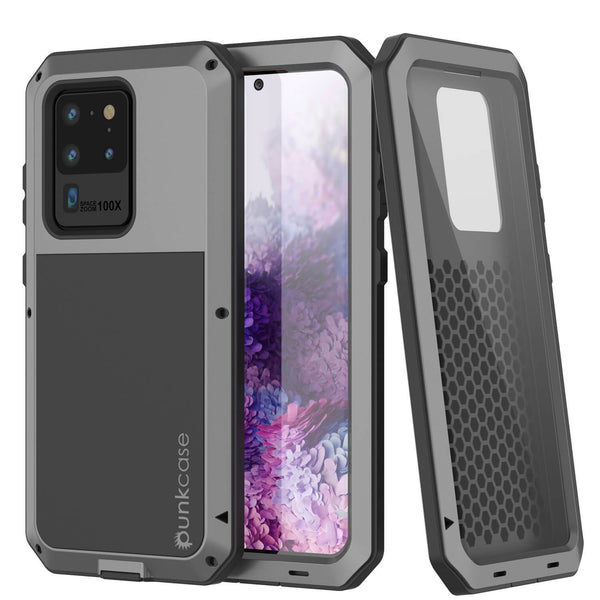 Galaxy S20 Ultra Metal Case, Heavy Duty Military Grade Rugged Armor Cover [Silver]