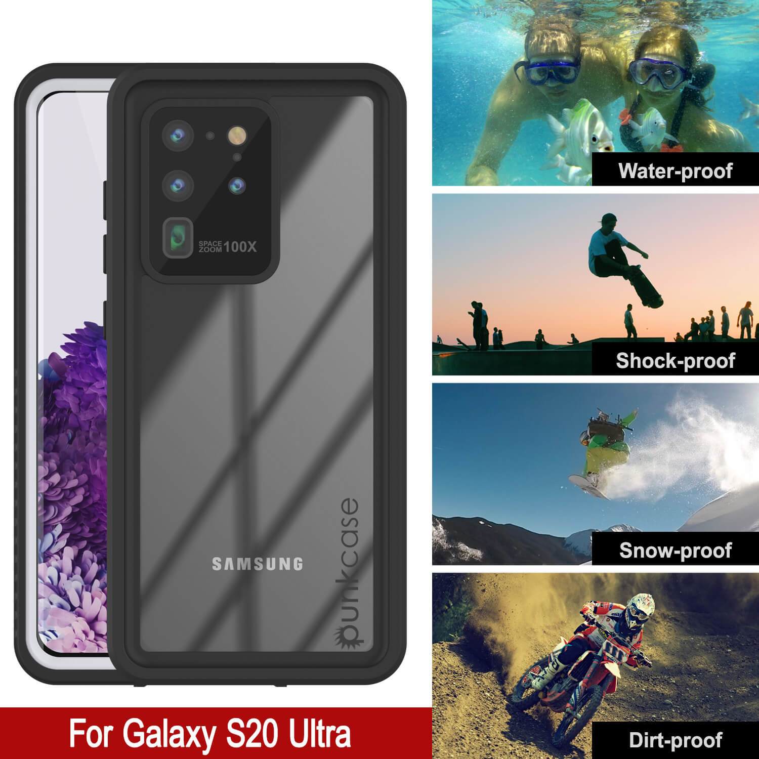 Galaxy S20 Ultra Water/Shock/Snow/dirt proof [Extreme Series] Punkcase Slim Case [White]