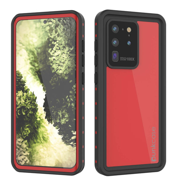 Galaxy S20 Ultra Waterproof Case PunkCase StudStar Red Thin 6.6ft Underwater IP68 Shock/Snow Proof