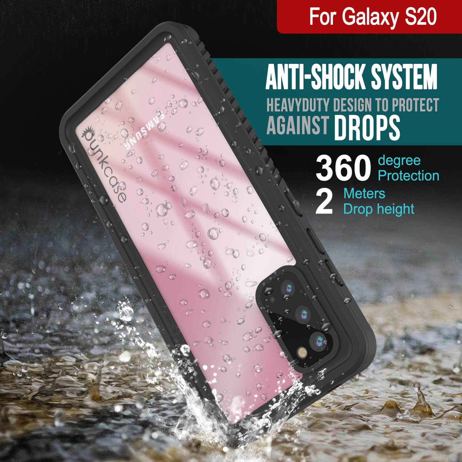 Galaxy S20 Water/Shock/Snowproof [Extreme Series] Slim Screen Protector Case [Pink]