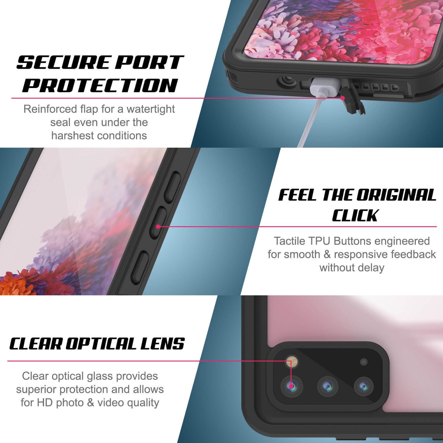 Galaxy S20 Water/Shock/Snowproof [Extreme Series] Slim Screen Protector Case [Pink]