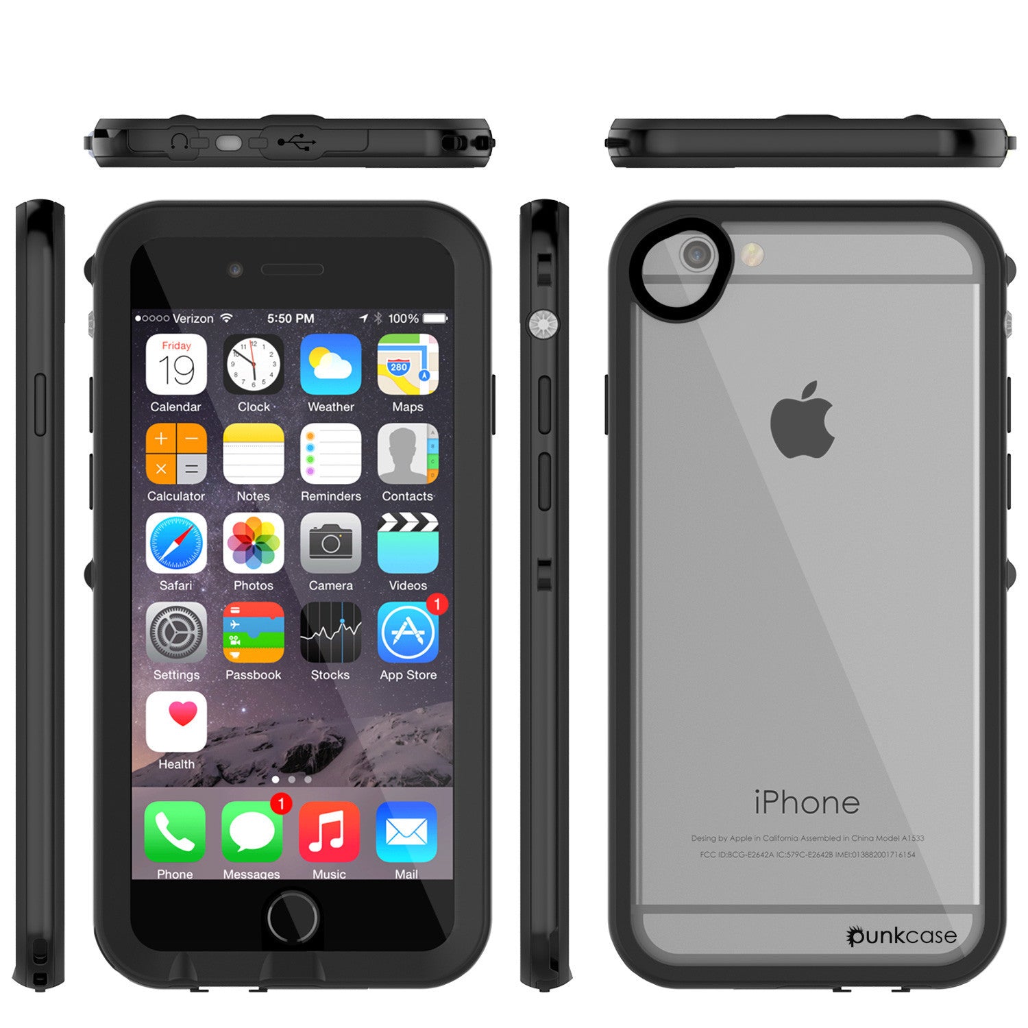 Apple iPhone 7/6s/6 Waterproof Case, PUNKcase CRYSTAL 2.0 Black W/ Attached Screen Protector | Warranty