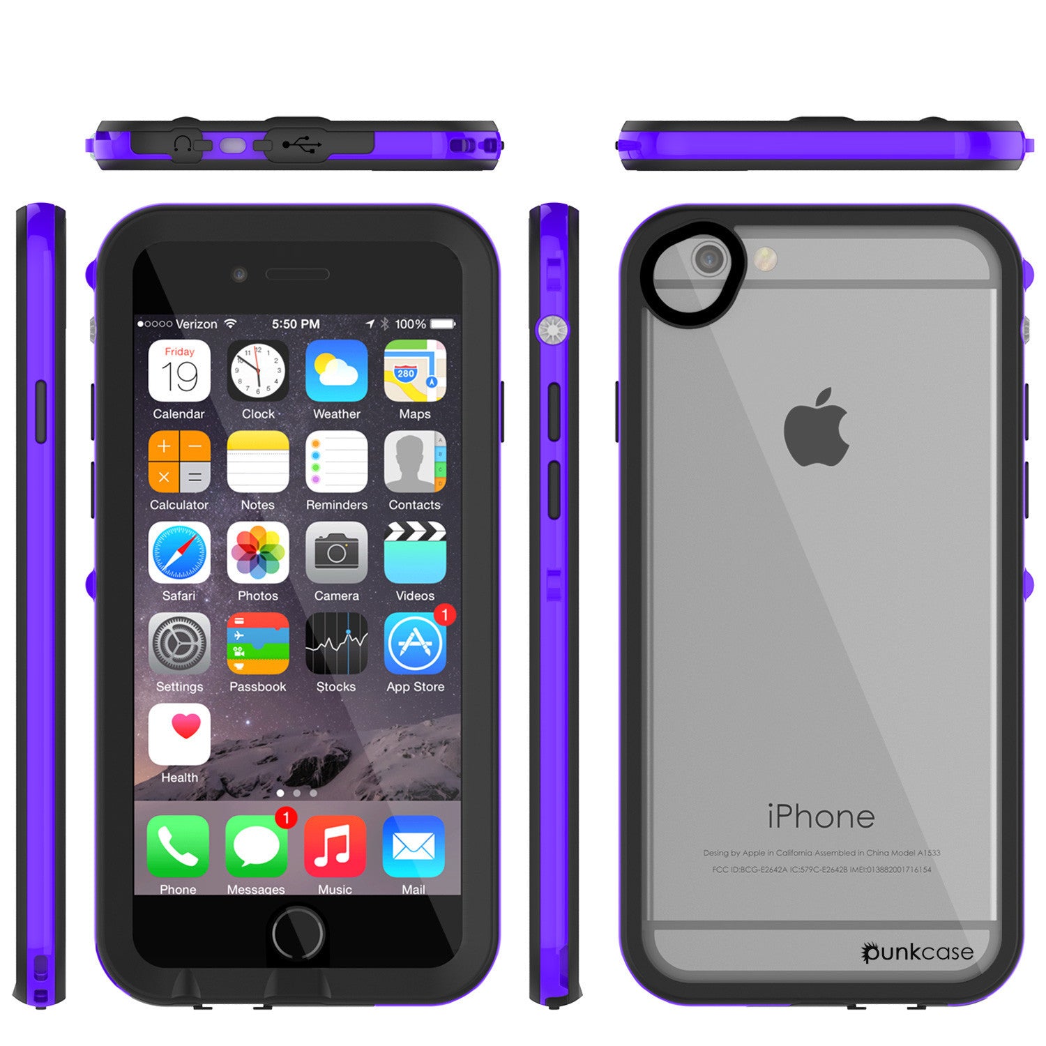 Apple iPhone 7/6s/6 Waterproof Case, PUNKcase CRYSTAL 2.0 Purple W/ Attached Screen Protector | Warranty