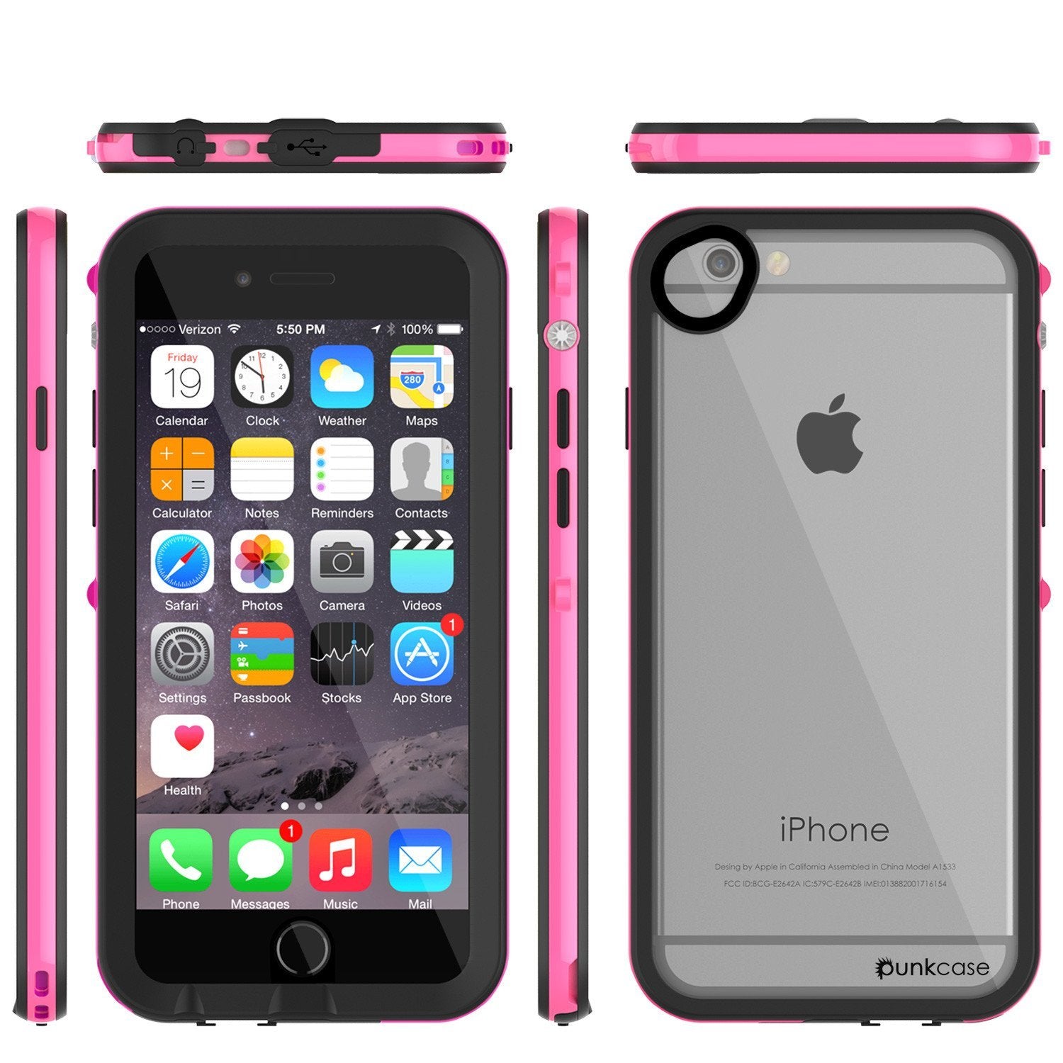 Apple iPhone 8 Waterproof Case, PUNKcase CRYSTAL 2.0 Pink W/ Attached Screen Protector  | Warranty