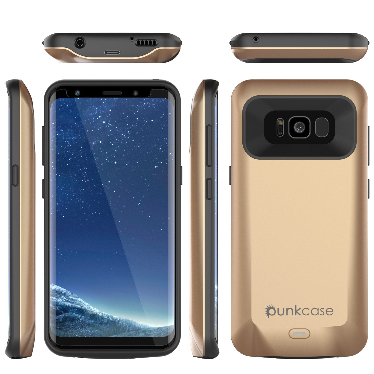 Galaxy S8 Battery Case, Punkcase 5000mAH Charger Case W/ Screen Protector | Integrated Kickstand & USB Port | IntelSwitch | [Gold]