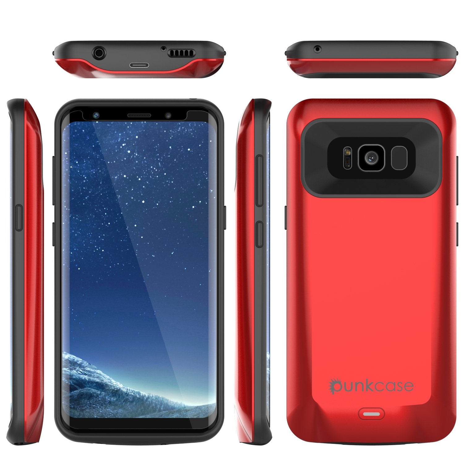 Galaxy S8 Battery Case, Punkcase 5000mAH Charger Case W/ Screen Protector | Integrated Kickstand & USB Port | IntelSwitch [Red]
