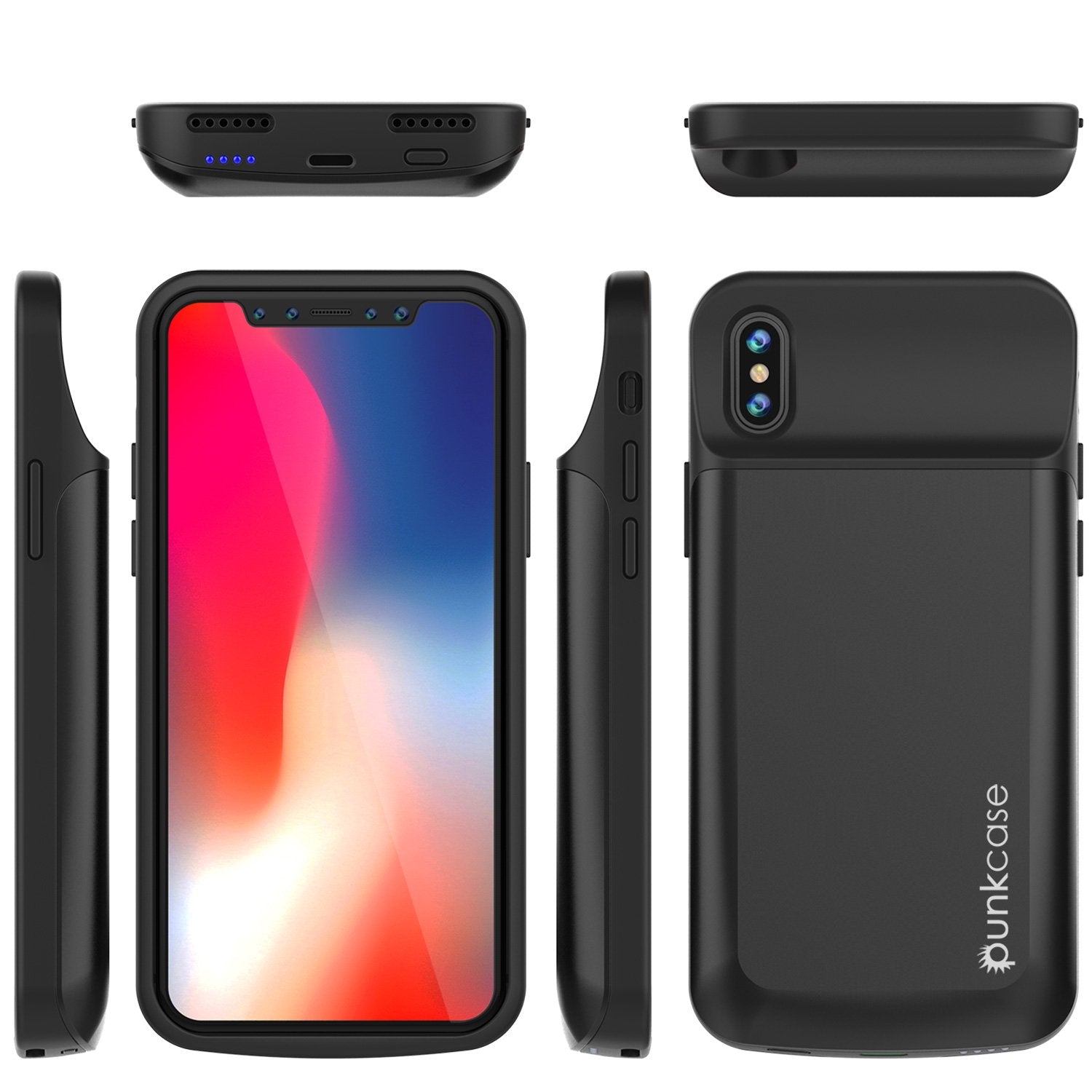 iPhone X Battery Case, PunkJuice 5000mAH Fast Charging Power Bank W/ Screen Protector | [Black]