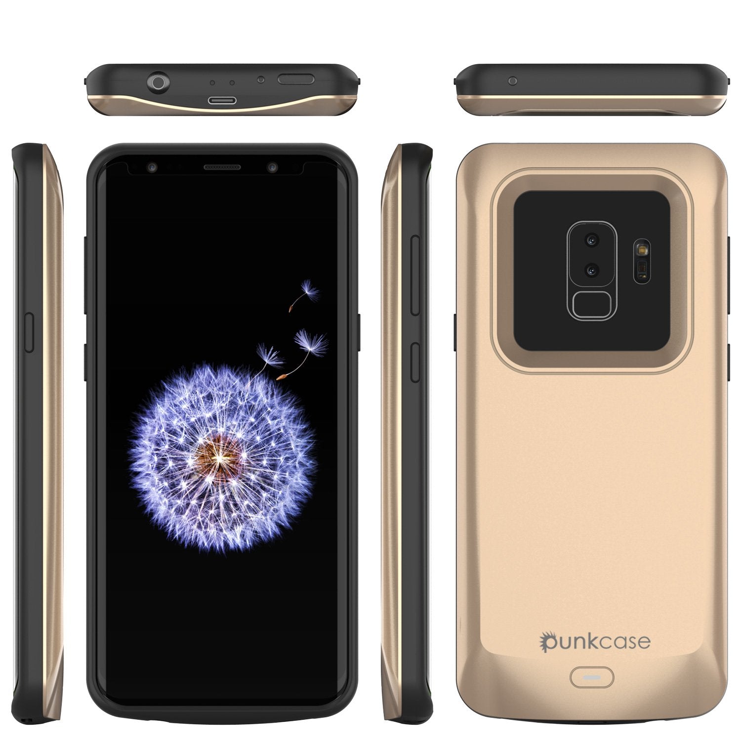 Galaxy S9 PLUS Battery Case, PunkJuice 5000mAH Fast Charging Power Bank W/ Screen Protector | Integrated USB Port | IntelSwitch | Slim, Secure and Reliable | Suitable for Samsung Galaxy S9+ [Gold]