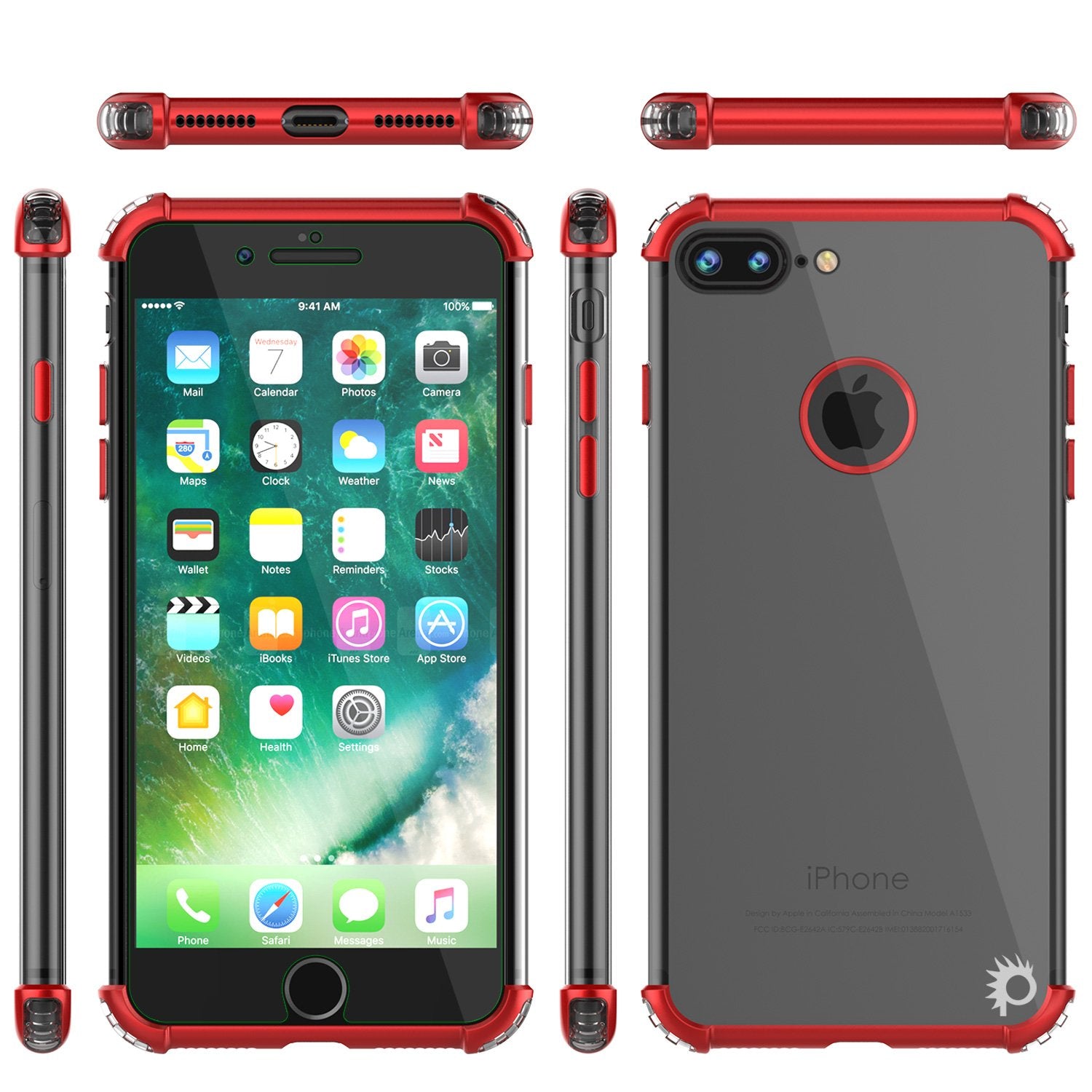 iPhone 8 PLUS Case, Punkcase BLAZE Red Series Protective Cover W/ PunkShield Screen Protector