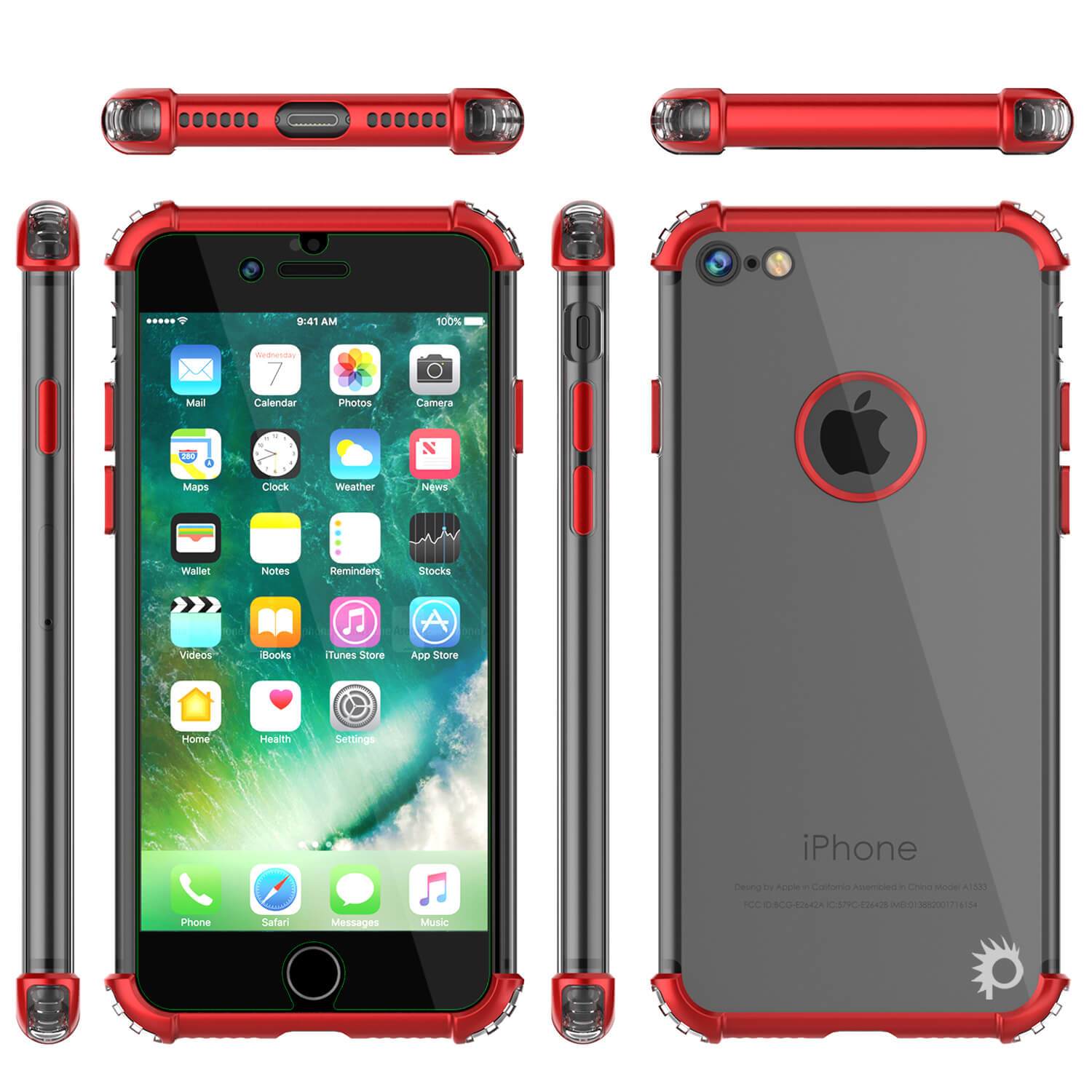 iPhone 7 Case, Punkcase [BLAZE Red SERIES] Protective Cover W/ PunkShield Screen Protector