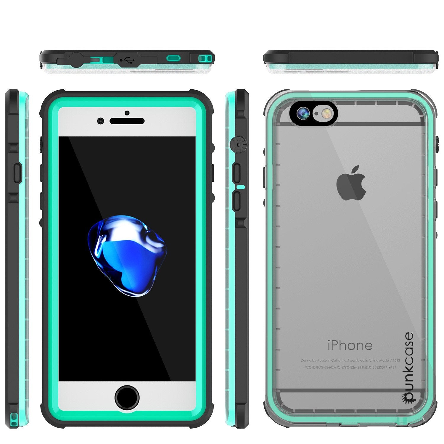 iPhone 8 Waterproof Case, PUNKCase [CRYSTAL SERIES] W/ Attached Screen Protector [TEAL]
