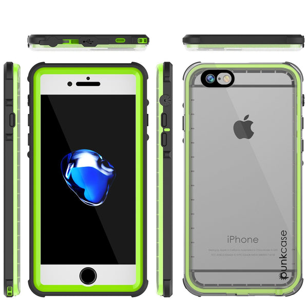 iPhone 8 Waterproof Case, PUNKCase [CRYSTAL SERIES] W/ Attached Screen Protector [LIGHT GREEN]